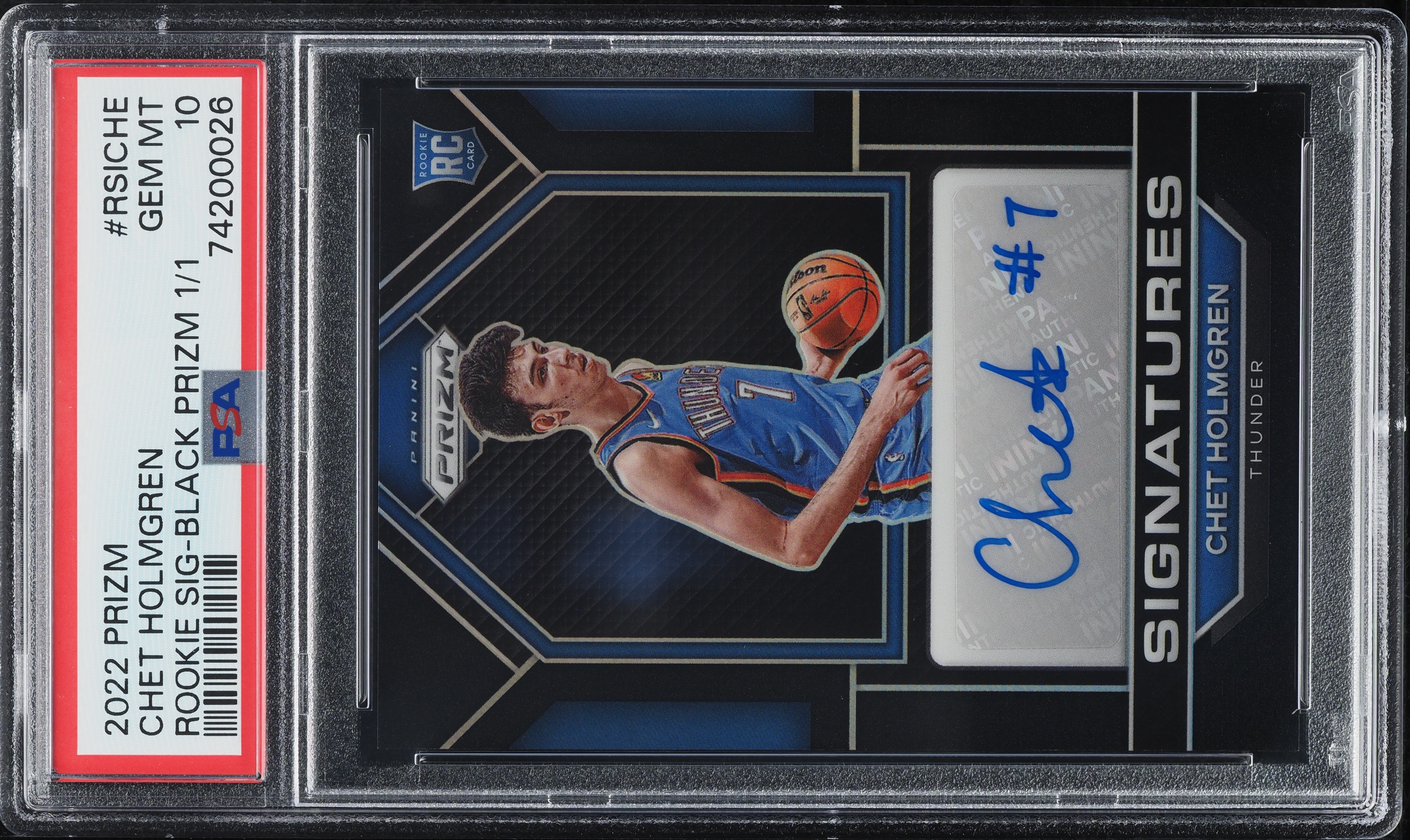 2022 Panini Prizm Signatures Black Chet Holmgren ROOKIE AUTO 1/1