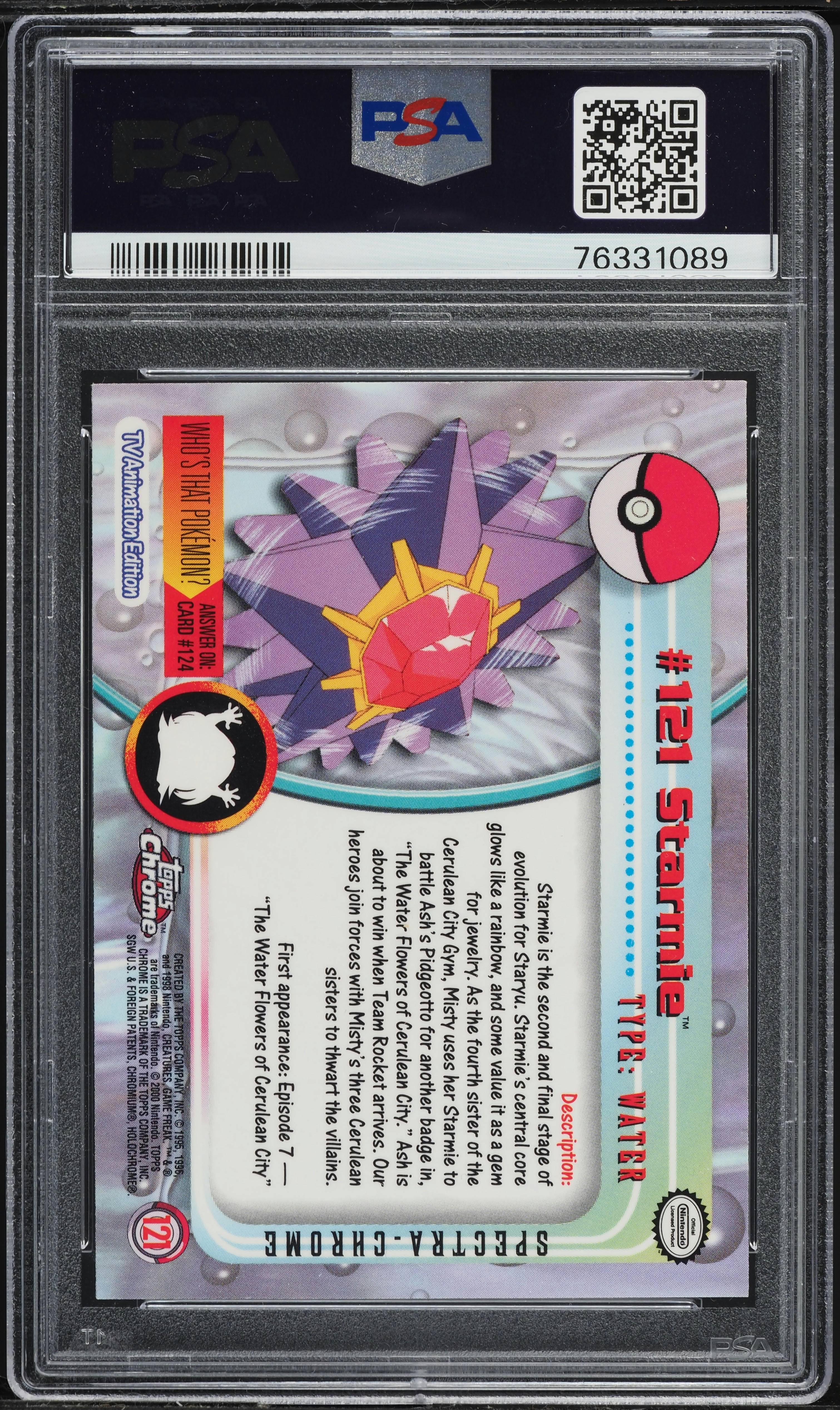 2000 Topps Chrome Pokemon Series 2 Spectra Starmie #121 PSA 9 MINT