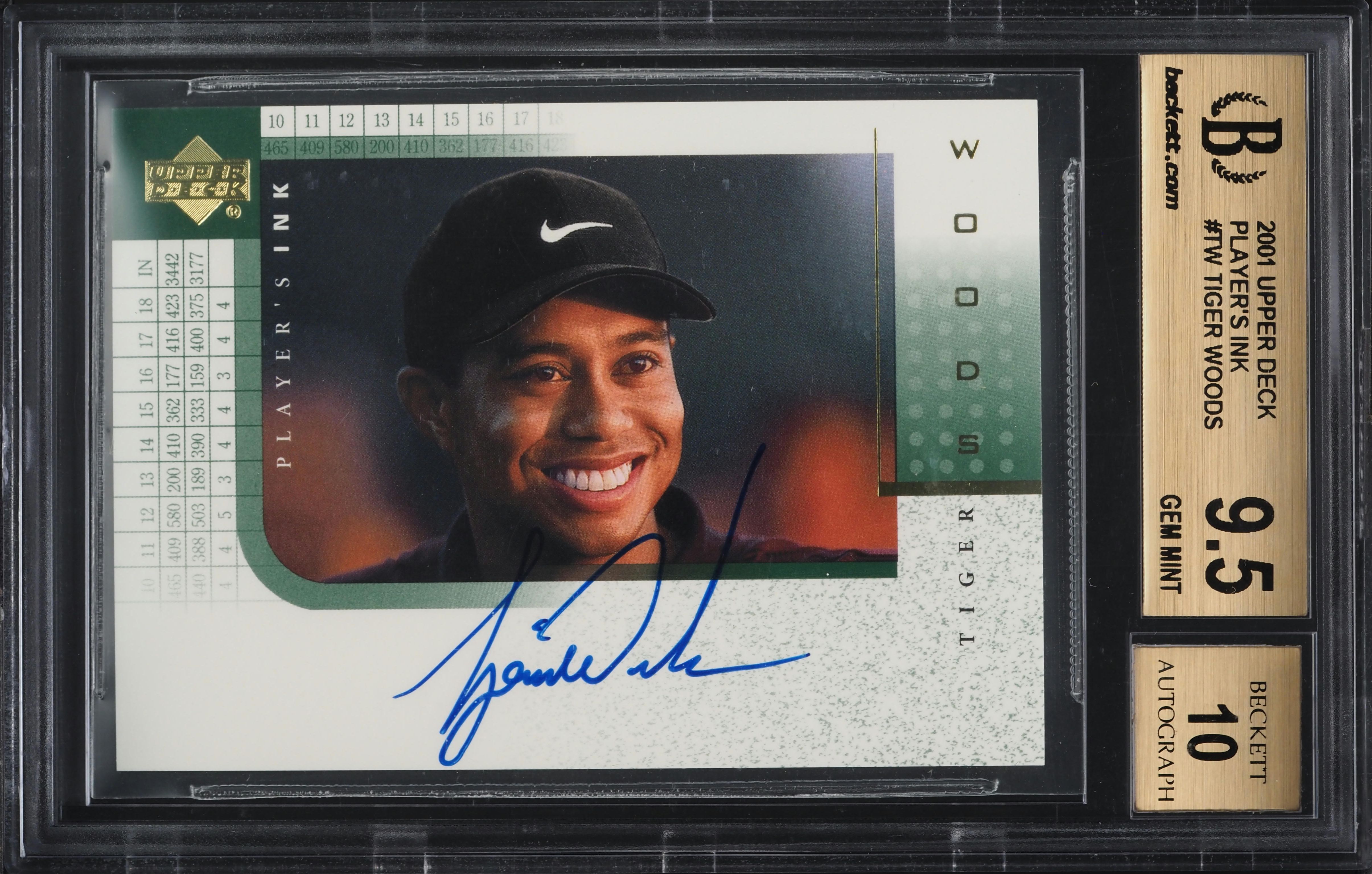 2001 Upper Deck Player's Ink Tiger Woods ROOKIE AUTO #TW BGS 9.5