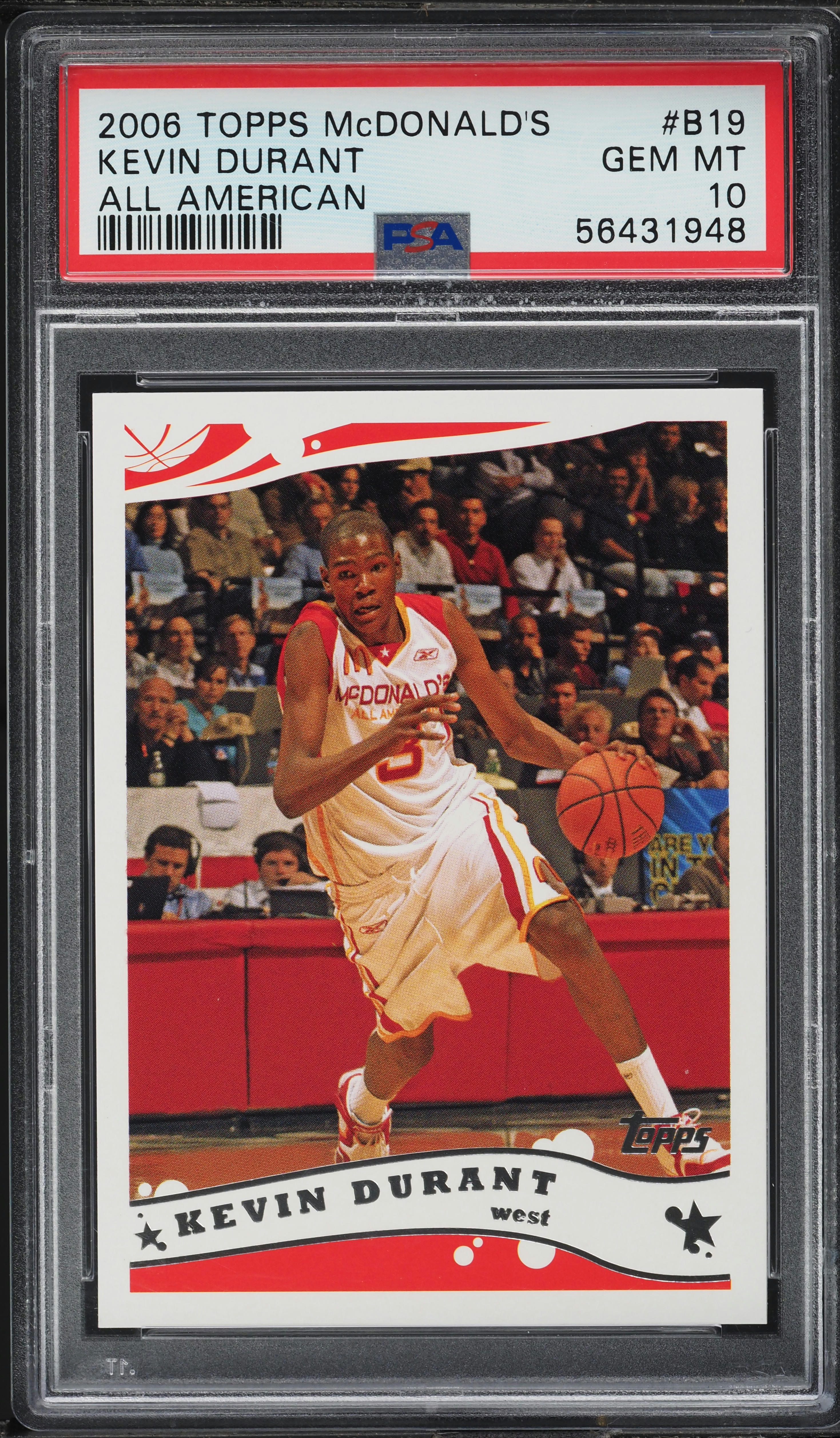 2006 Topps McDonald's All-American Kevin Durant ROOKIE #B19 PSA 10