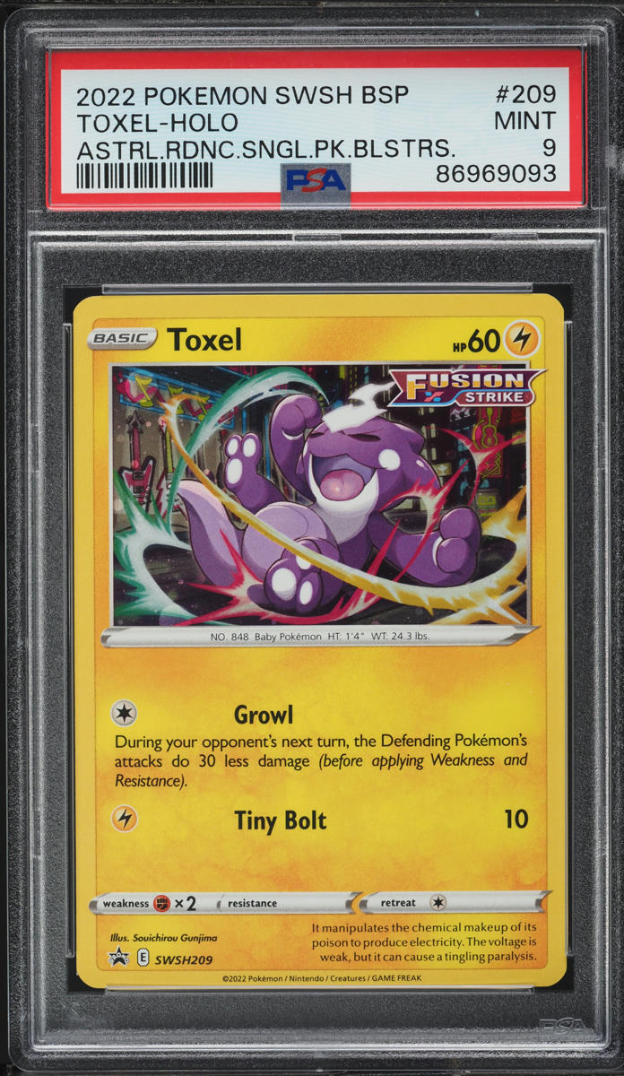 2022 Pokemon SWSH Black Star Promo Single Pack Blisters Holo Toxel #209 PSA 9