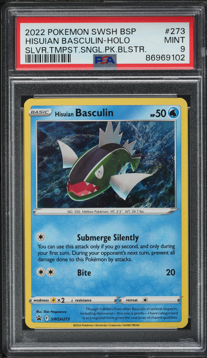 2022 Pokemon SWSH Black Star Promo Silver Tempest Holo Hisuian Basculin PSA 9
