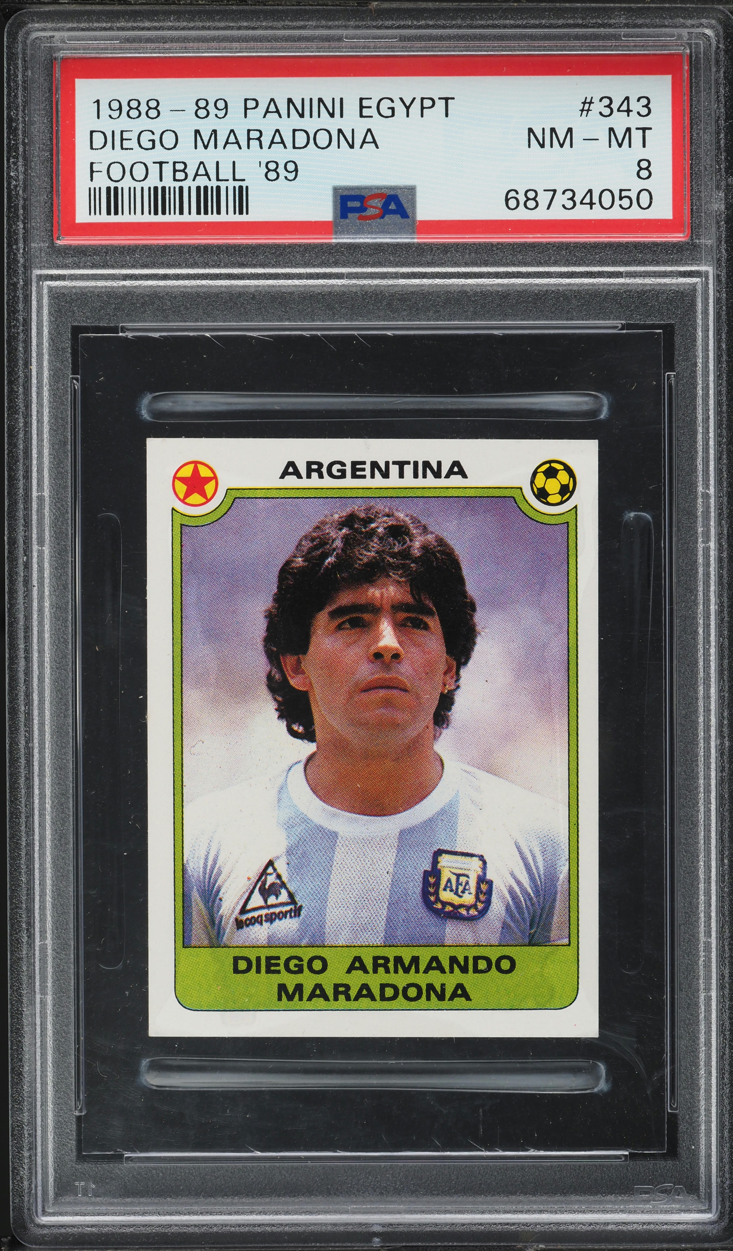 1988 Panini Egypt Football '89 Diego Maradona #343 PSA 8 NM-MT on