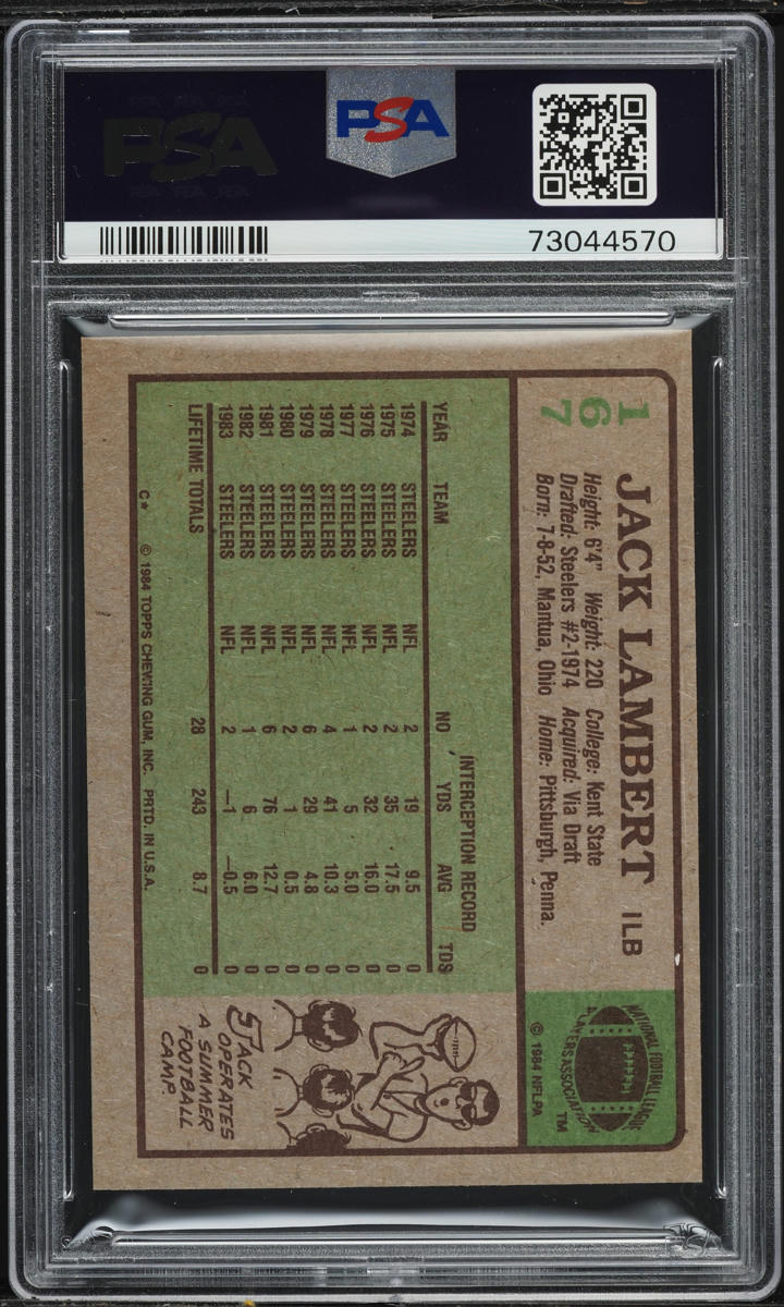 1984 Topps Football Jack Lambert #167 PSA 7 NRMT