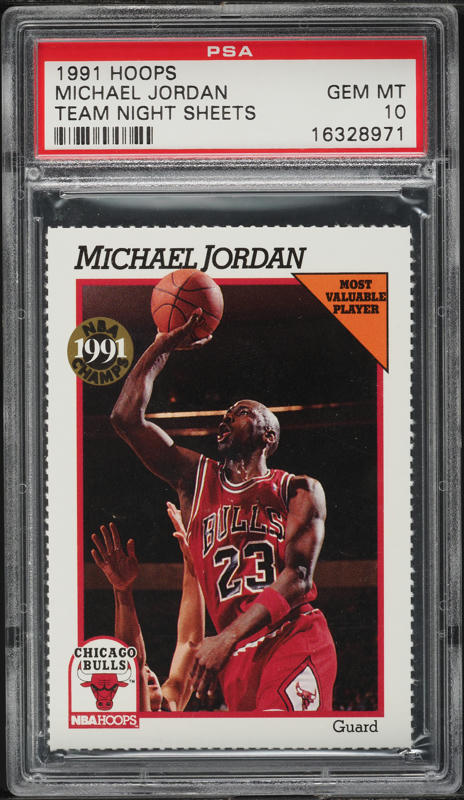 1991 Hoops Team Night Sheets Perforated Michael Jordan PSA 10 GEM