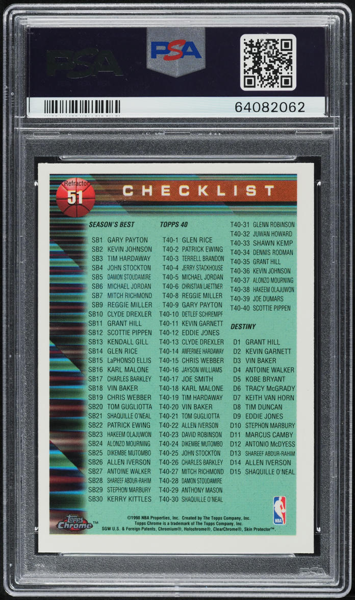 1997 Topps Chrome Refractor Bulls Champions w/ Michael Jordan #51 PSA 9 MINT