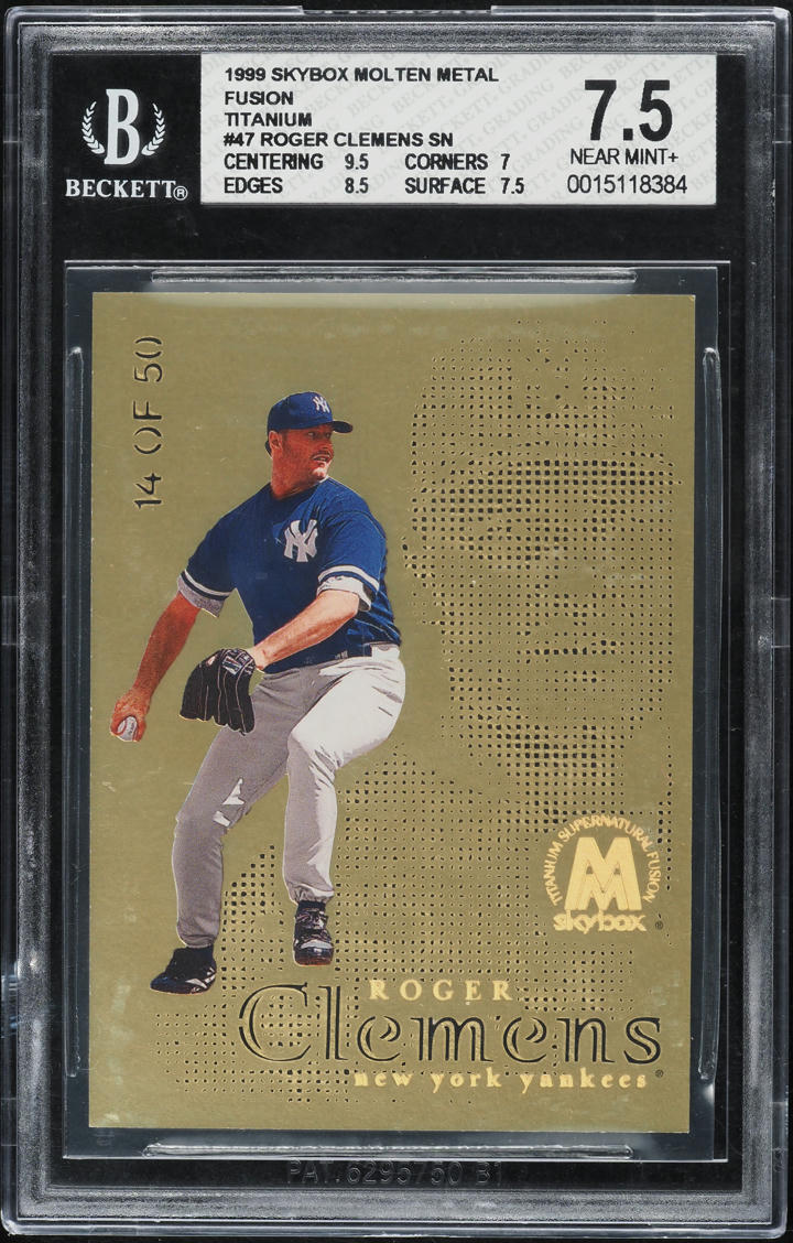 1999 Skybox Molten Metal Fusion Titanium Roger Clemens /50 #47 BGS 7.5 NRMT+