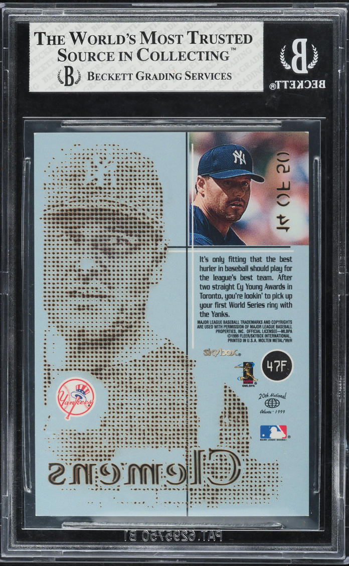 1999 Skybox Molten Metal Fusion Titanium Roger Clemens /50 #47 BGS 7.5 NRMT+