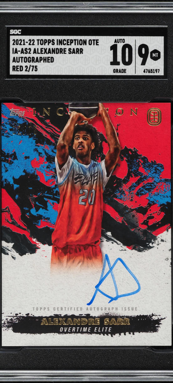 2021 Topps Inception OTE Red Alexandre Sarr ROOKIE AUTO /75 #IA-AS2 SGC 9 MINT