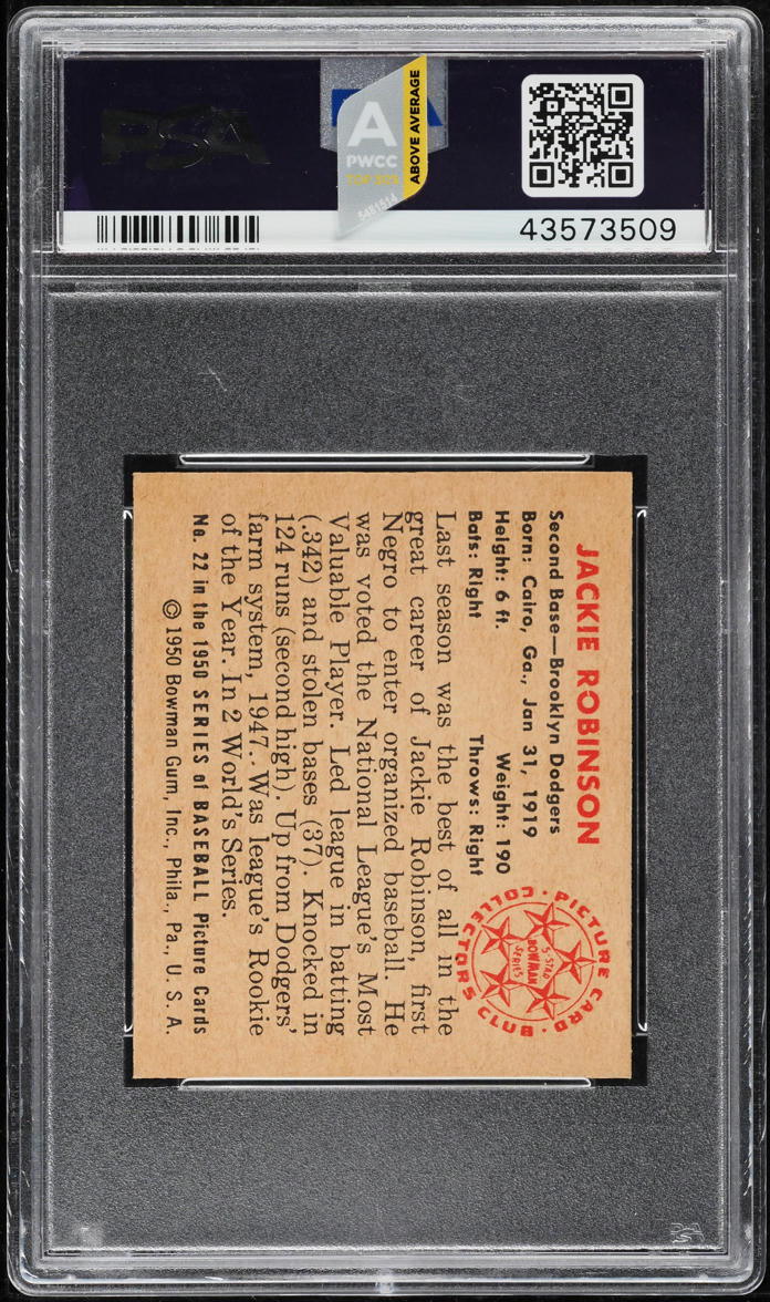 1950 Bowman Jackie Robinson #22 PSA 8.5 NM-MT+ (PWCC-A)