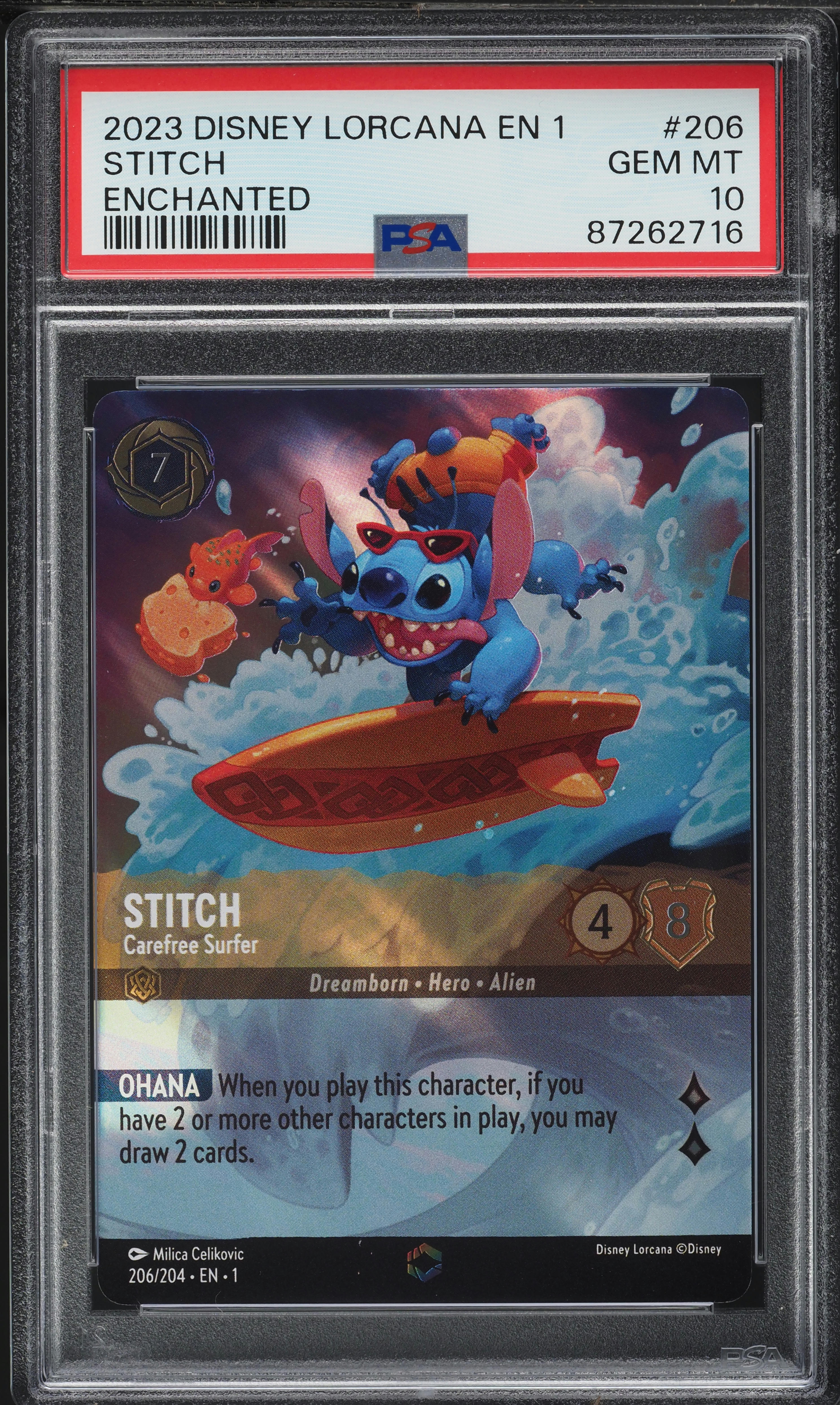 2023 Disney Lorcana First Chapter Enchanted Stitch Carefree Surfer