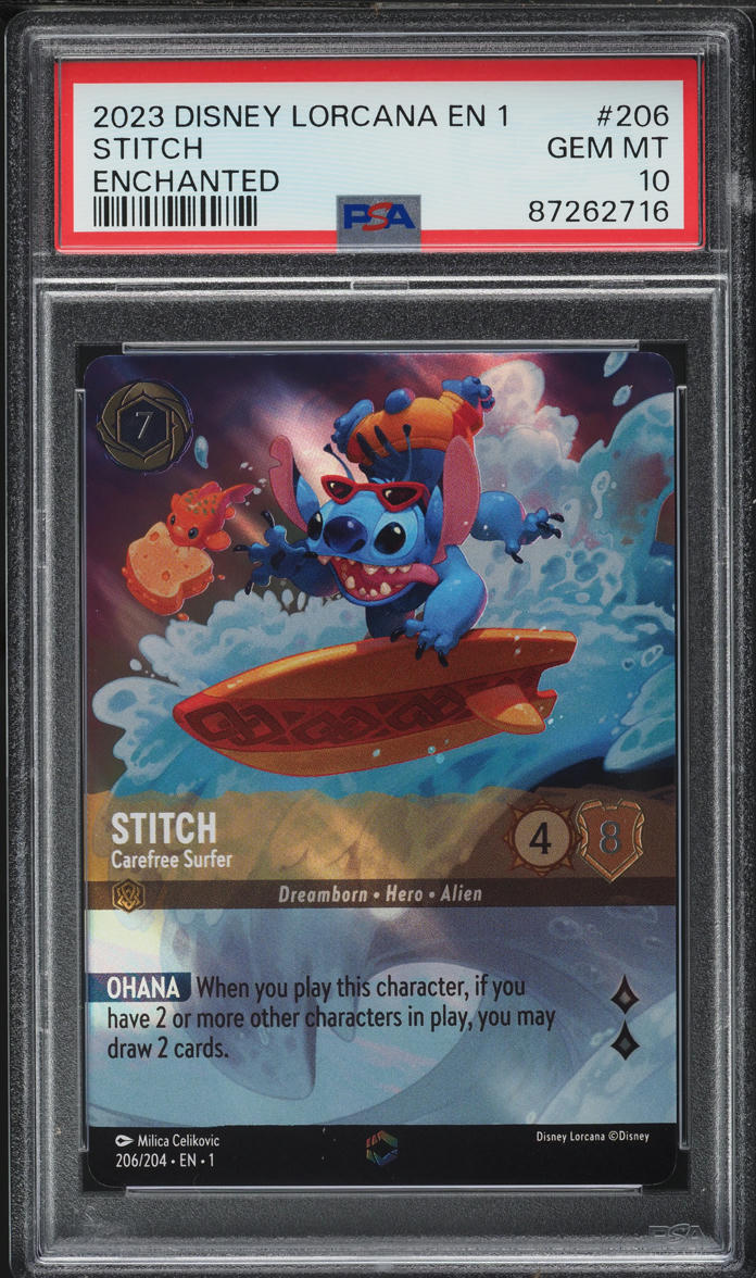 2023 Disney Lorcana First Chapter Enchanted Stitch Carefree Surfer