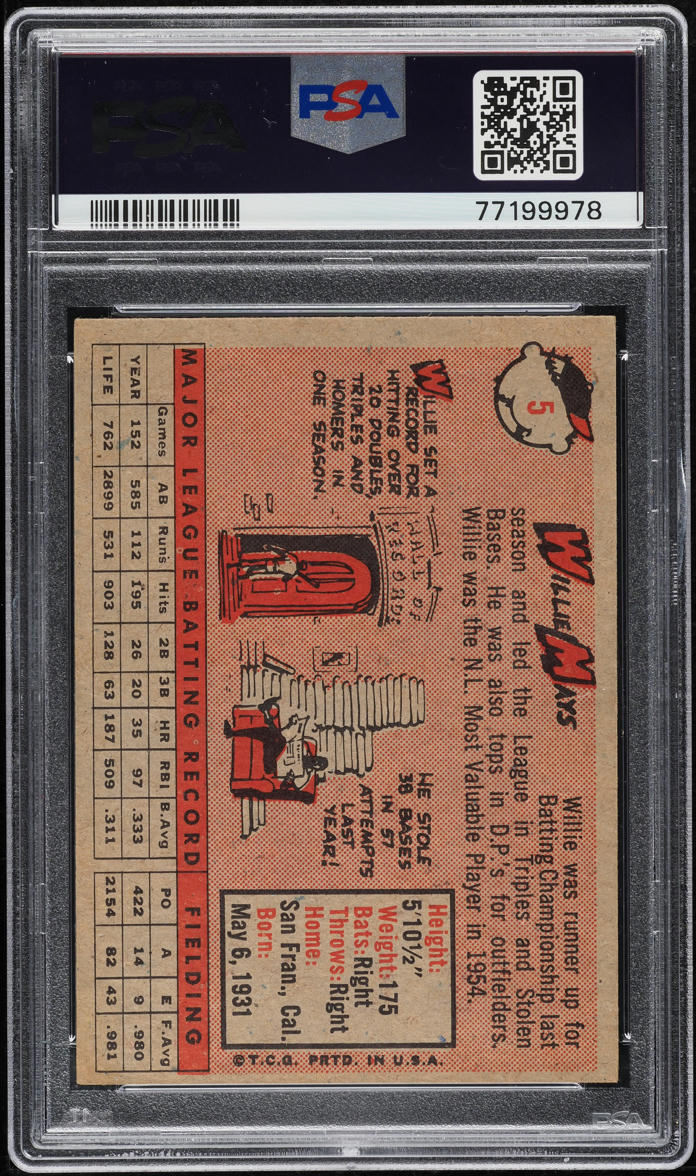 1958 Topps Willie Mays #5 PSA 4.5 VGEX+