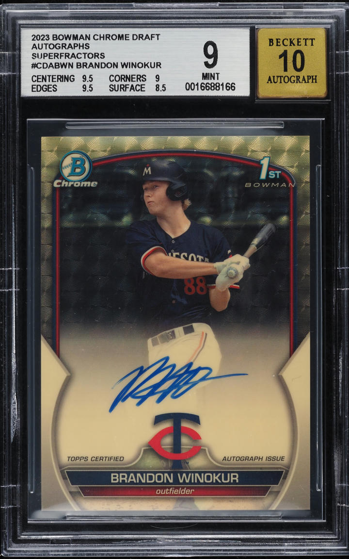 2023 Bowman Chrome Draft Superfractor Brandon Winokur ROOKIE AUTO 1/1 BGS 9 MINT