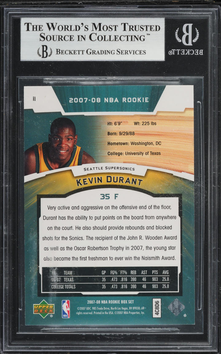 2007 Upper Deck Box Set Kevin Durant ROOKIE #11 BGS 9 MINT
