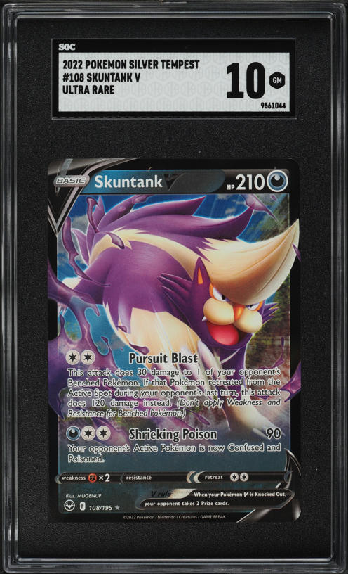 2022 Pokemon Sword & Shield Silver Tempest Skuntank V #108 SGC 10 GEM MINT