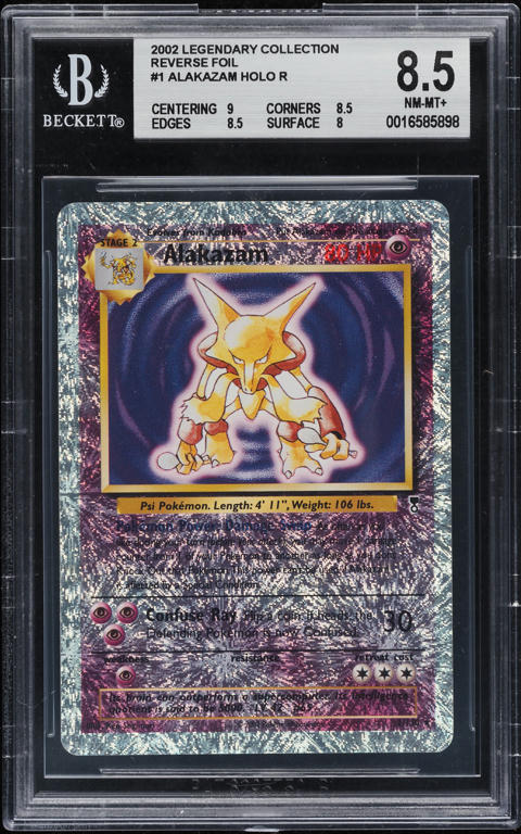 2002 alakazam pokemon card 2002 Pokemon Expedition Alakazam Reverse Holo Box Topper Error Beckett Slab READ