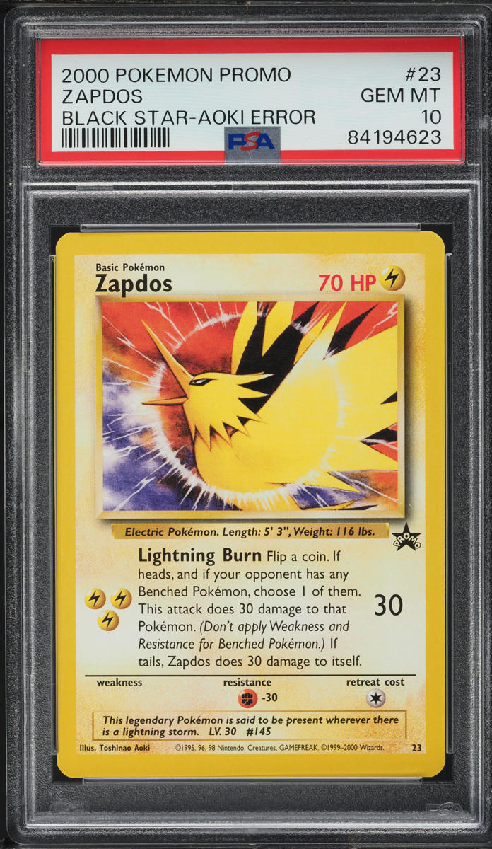 2000 Pokemon Black Star Promo Aoki Error Zapdos #23 PSA 10 GEM MINT