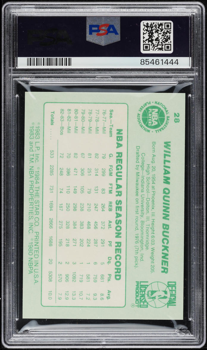 1983-84 Star Basketball Quinn Buckner #28 PSA 8 NM-MT