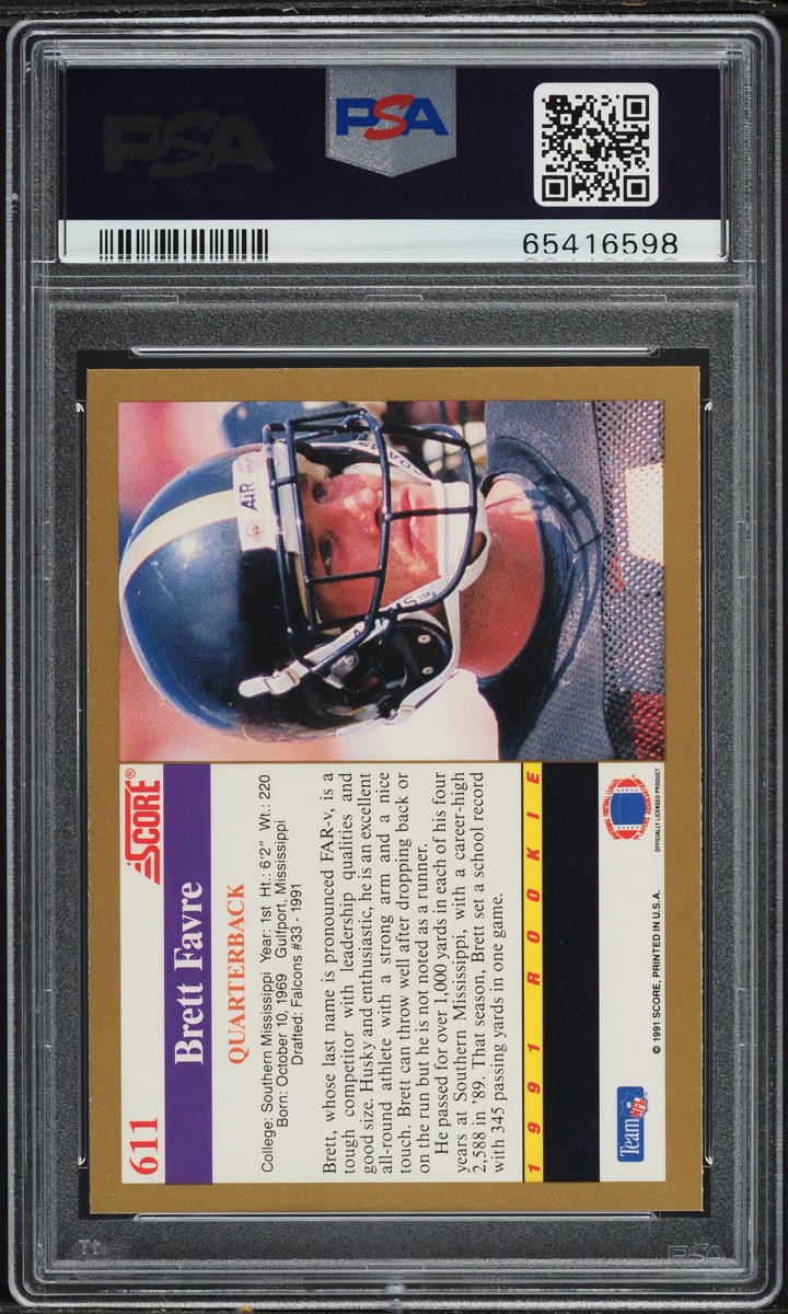 1991 Score Football Brett Favre ROOKIE #611 PSA 10 GEM MINT