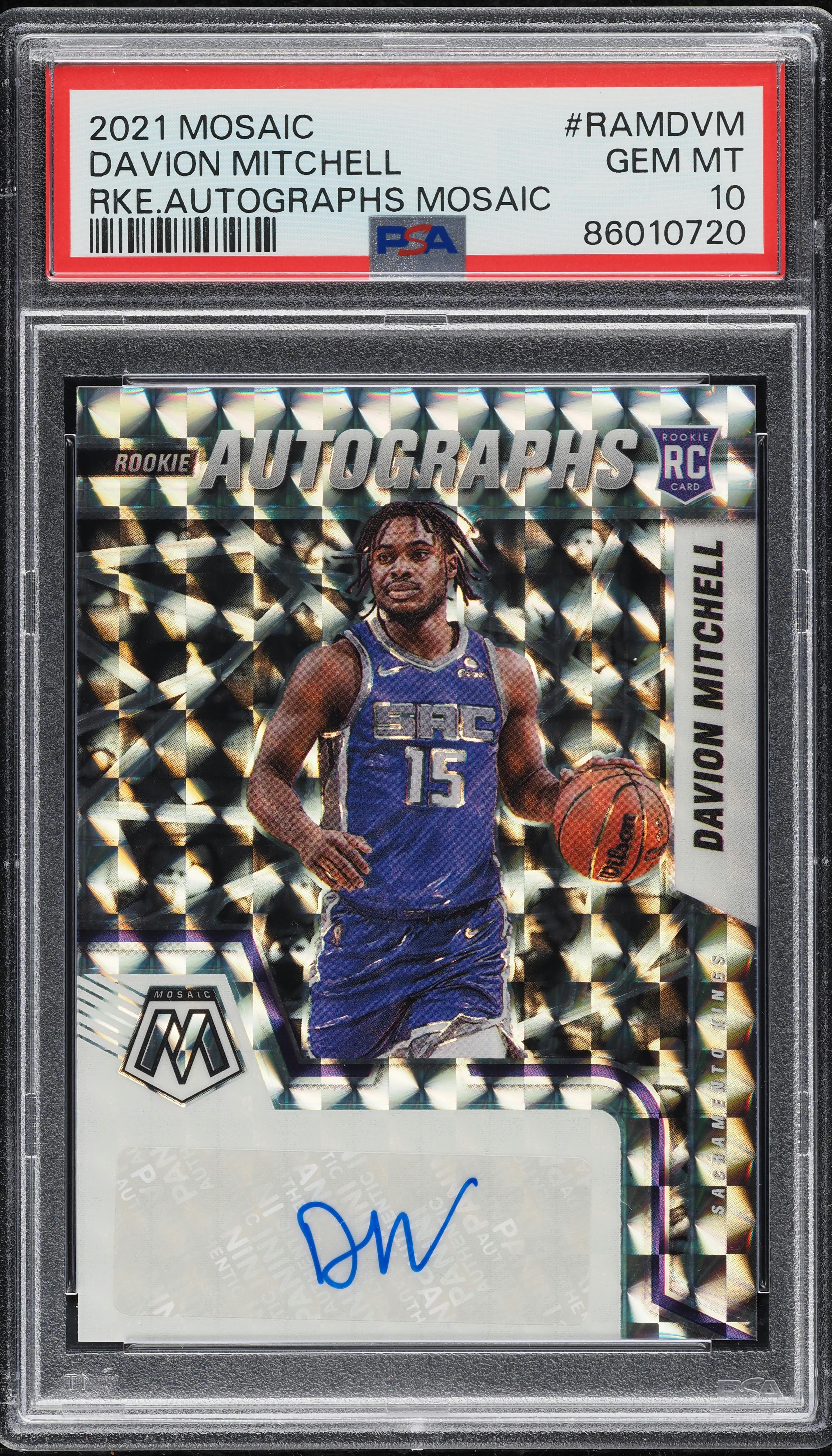 2021 Panini Mosaic Davion Mitchell ROOKIE AUTO #RAMDVM PSA 10 GEM