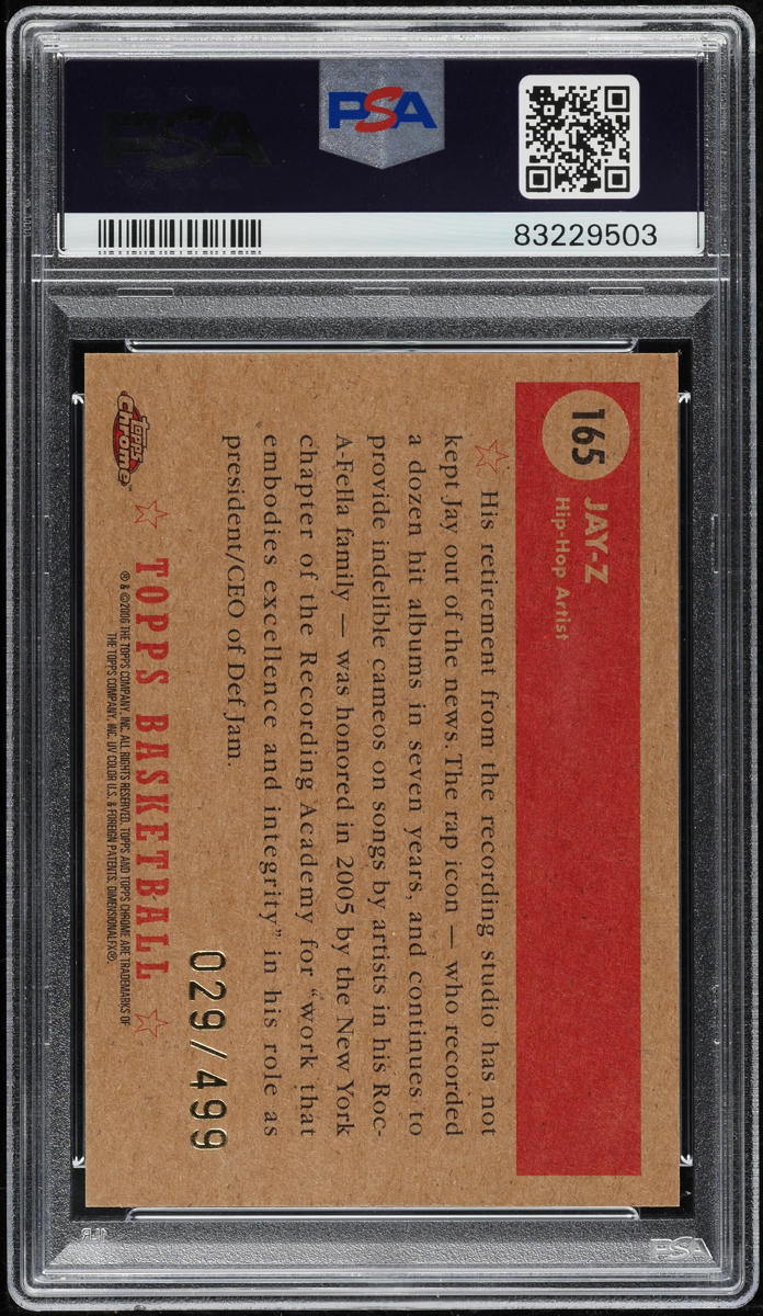 2005 Topps 1952 Style Chrome Jay-Z /499 #165 PSA 9 MINT