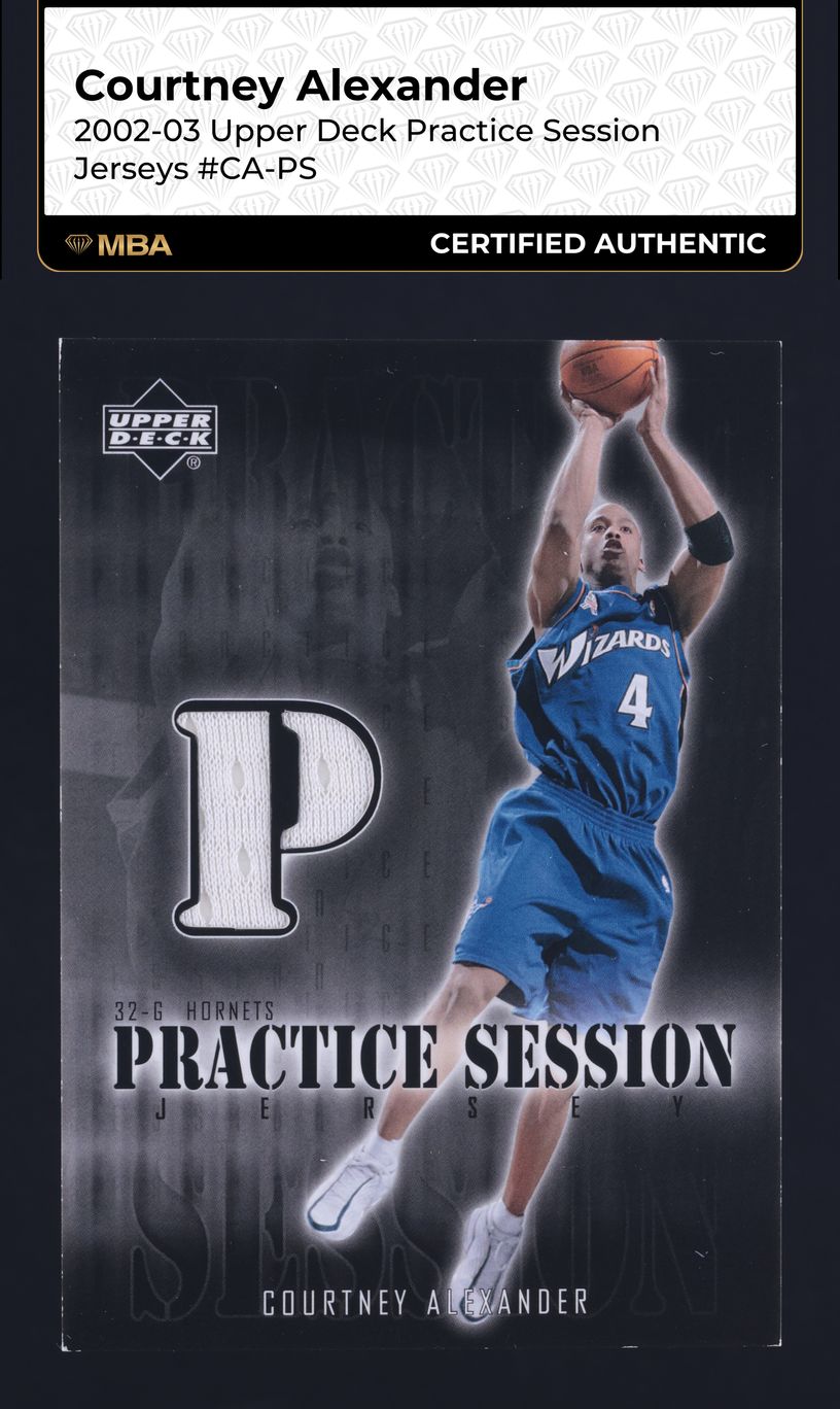 2002 Upper Deck Practice Session Courtney Alexander GAME-USED PATCH MBA AUTH