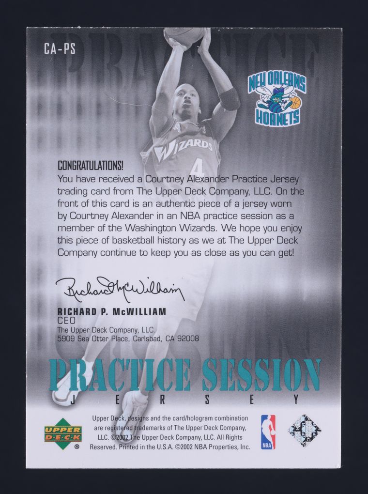 2002 Upper Deck Practice Session Courtney Alexander GAME-USED PATCH MBA AUTH