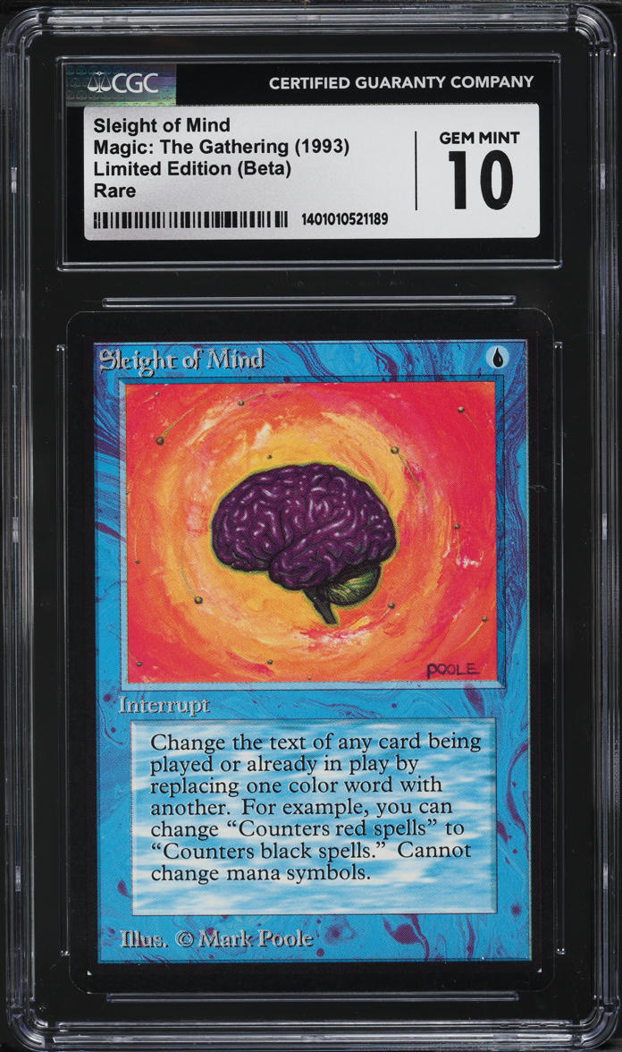 1993 Magic The Gathering MTG Beta Rare Sleight Of Mind CGC 10 GEM