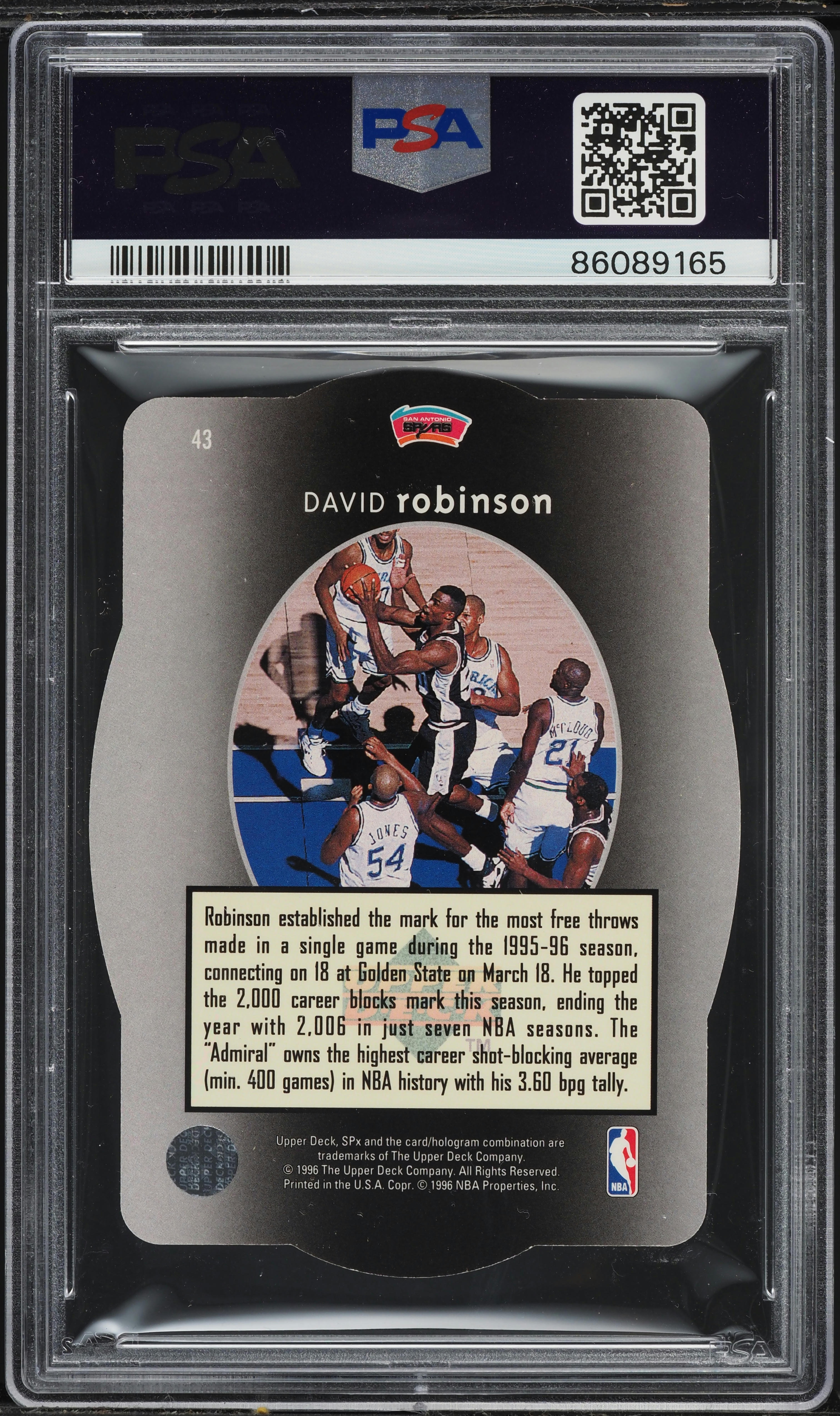 1996 SPx Gold Die-Cut David Robinson #43 PSA 9 MINT on Fanatics