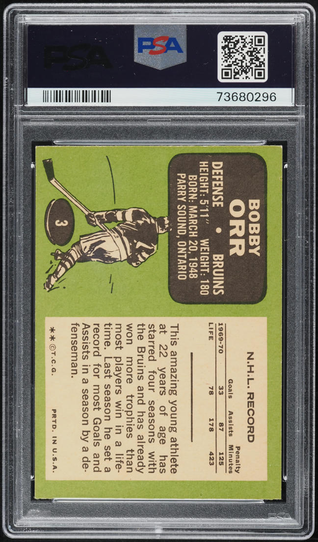1970 Topps Hockey Bobby Orr #3 PSA 6 EXMT