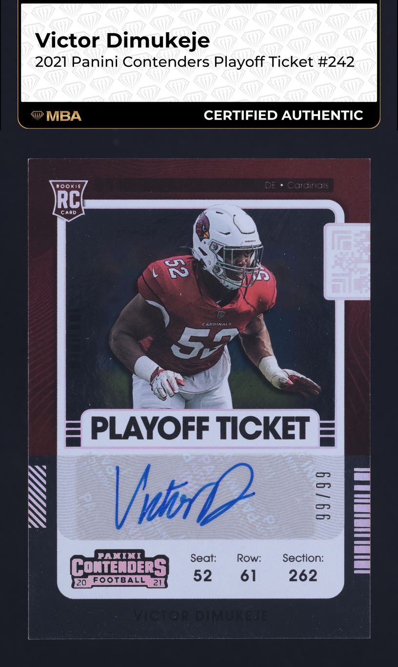 2021 Panini Contenders Playoff Ticket Victor Dimukeje ROOKIE AUTO 99/99 MBA AUTH