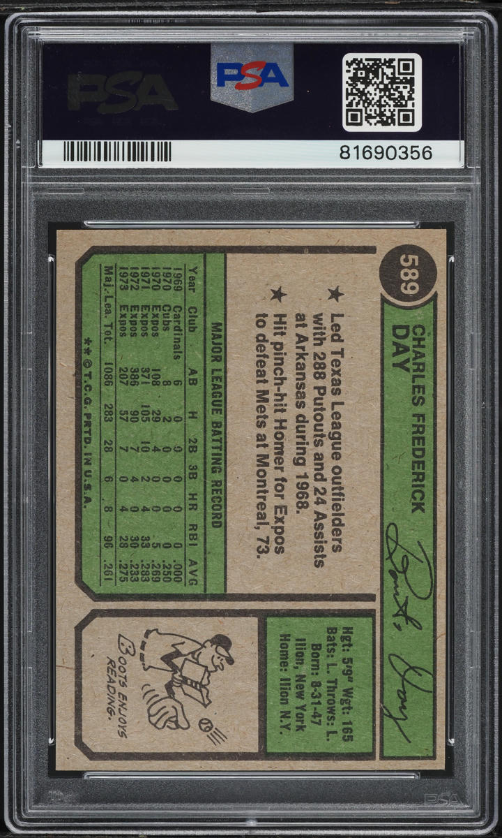 1974 Topps Boots Day #589 PSA 10 GEM MINT