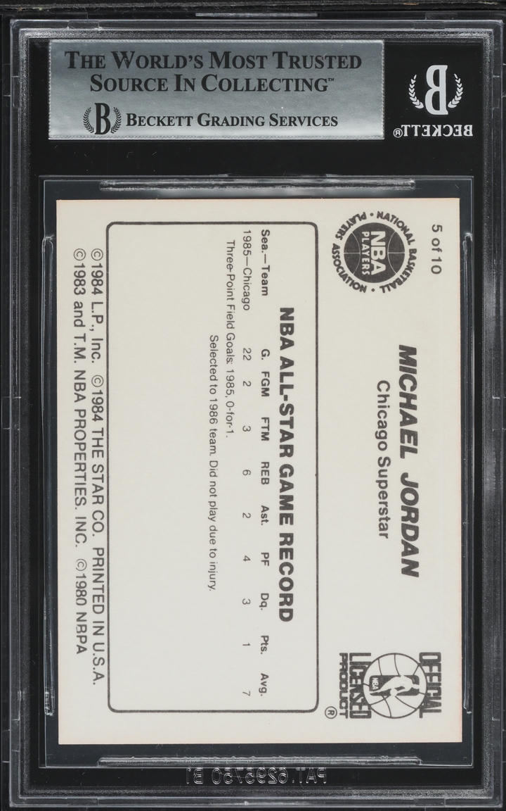1986 Star Basketball Michael Jordan #5 BGS 9 MINT