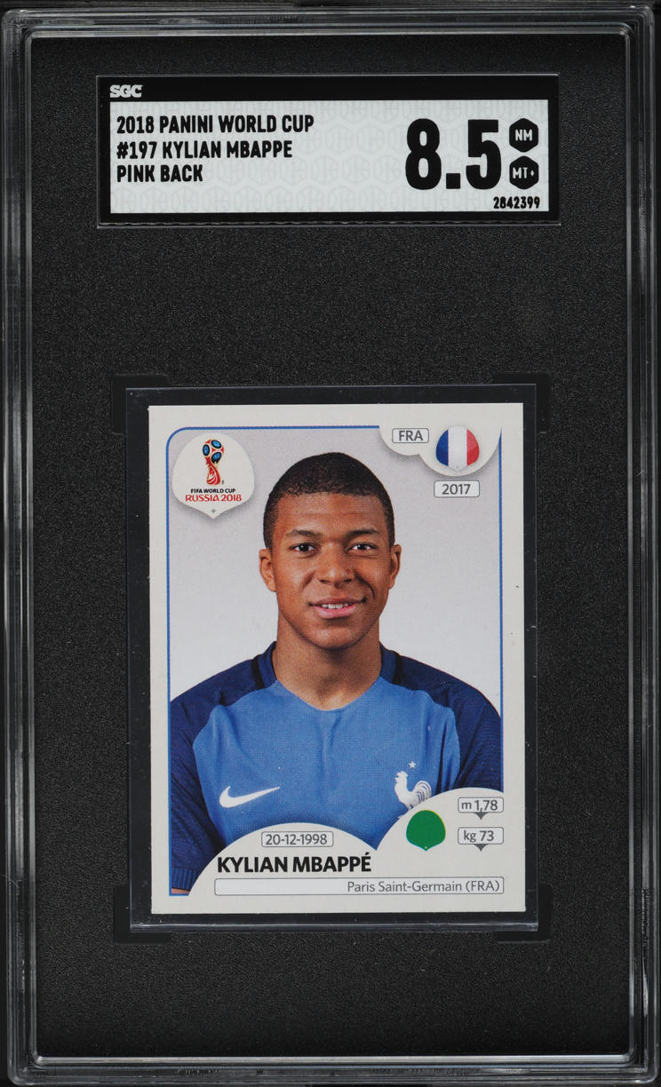 2018 Panini World Cup Pink Back Kylian Mbappe ROOKIE #197 SGC 8.5