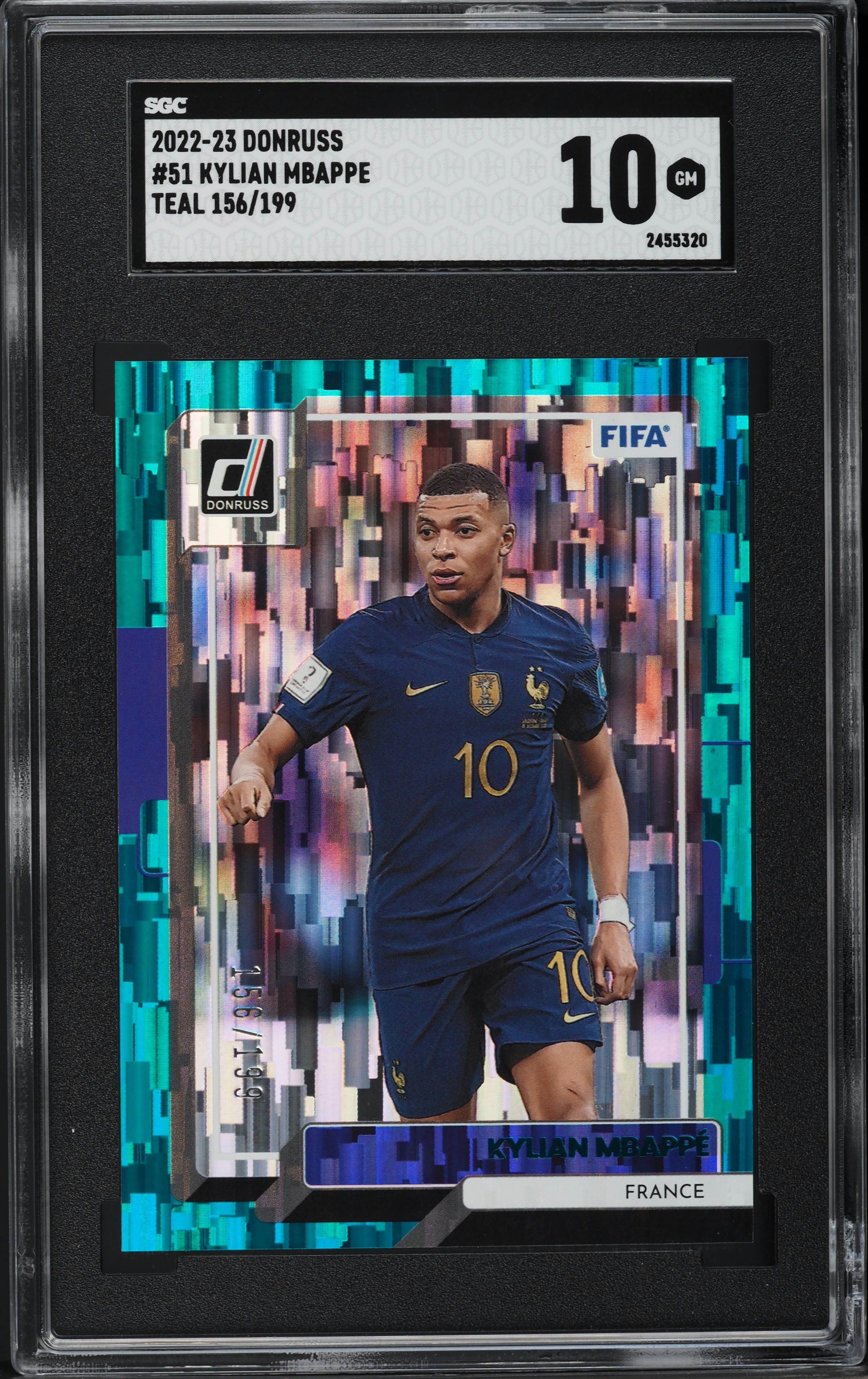 2022 Donruss Teal Kylian Mbappe /199 #51 SGC 10 GEM MINT on