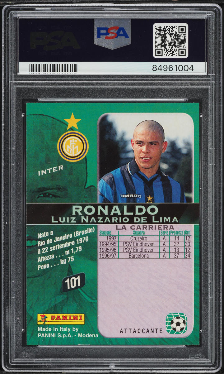 1997 Panini Calcio '98 Ronaldo #101 PSA 8 NM-MT on Fanatics Collect