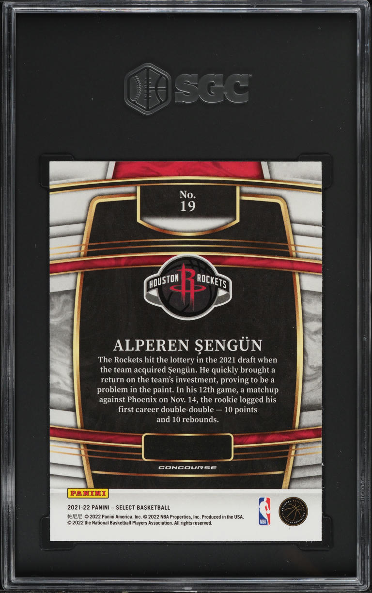 2021 Select Blue Retail Alperen Sengun ROOKIE #19 SGC 10 GEM MINT