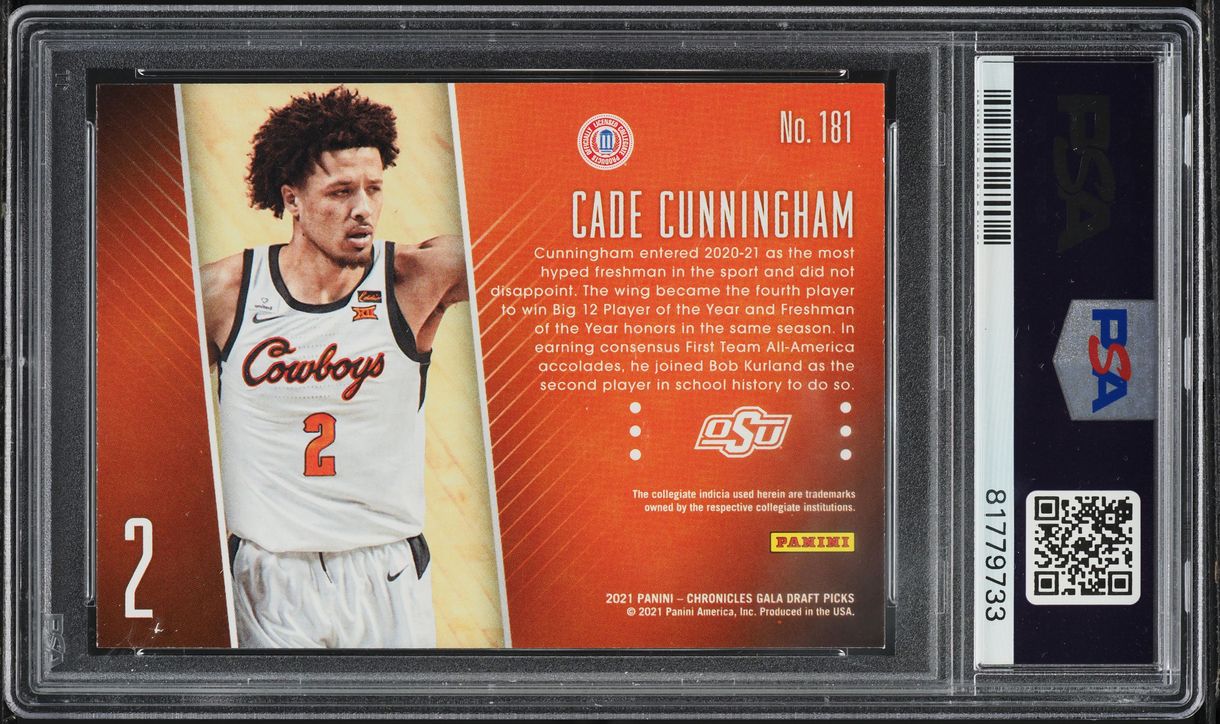 2021 Panini Chronicles Draft Picks Gala Cade Cunningham ROOKIE #181 PSA 8 NM-MT