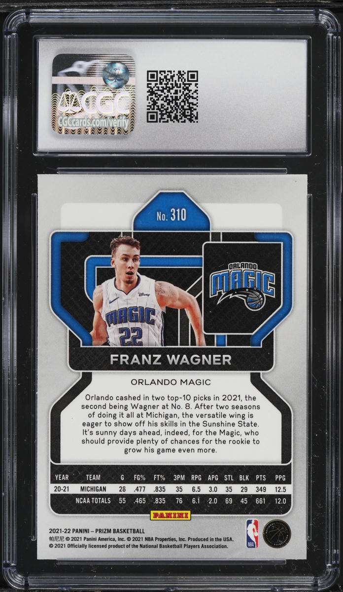 2021 Panini Prizm Franz Wagner ROOKIE #310 CGC 8 NM-MT