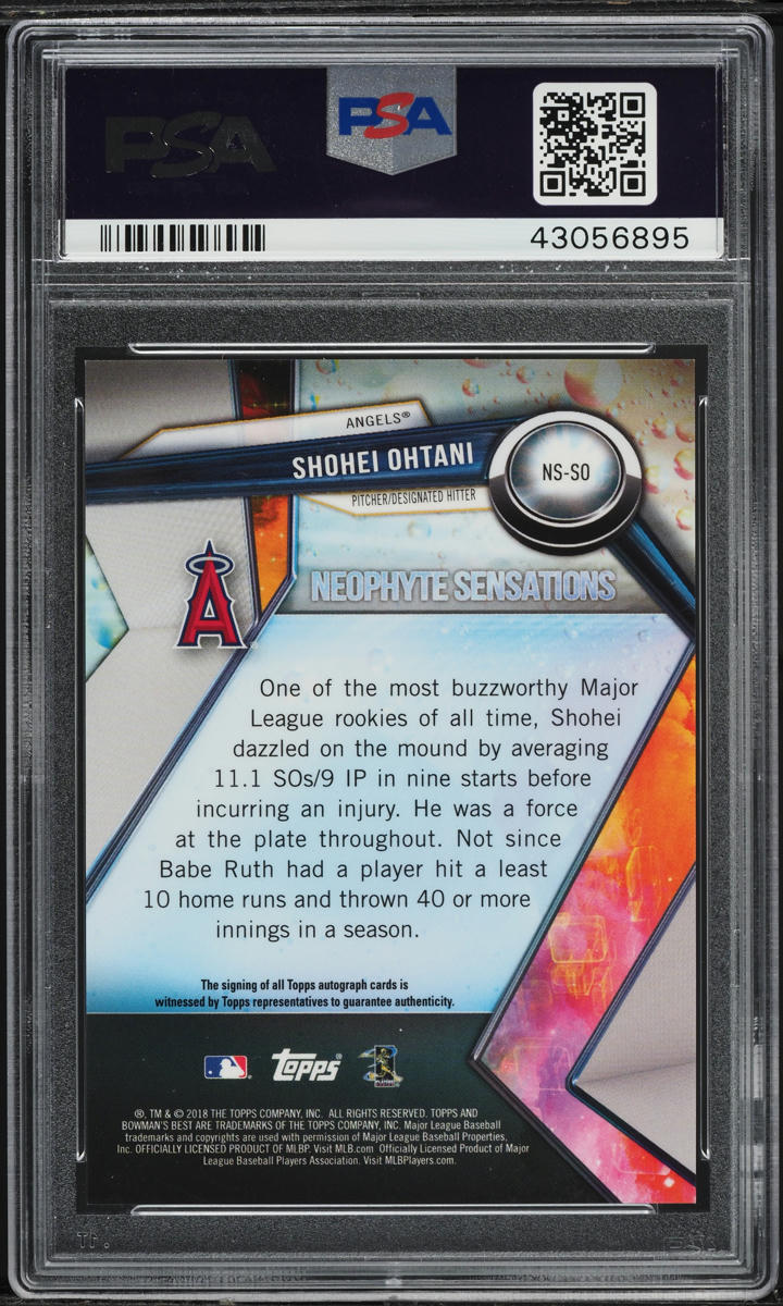 2018 Bowman's Best Neophyte Sensations Shohei Ohtani ROOKIE AUTO /50 PSA 10 GEM