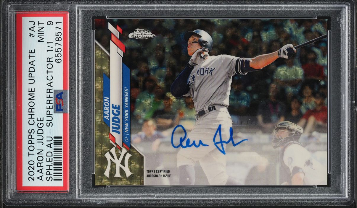 2020 Topps Chrome Update Sapphire Superfractor Aaron Judge AUTO 1/1 PSA 9 MINT