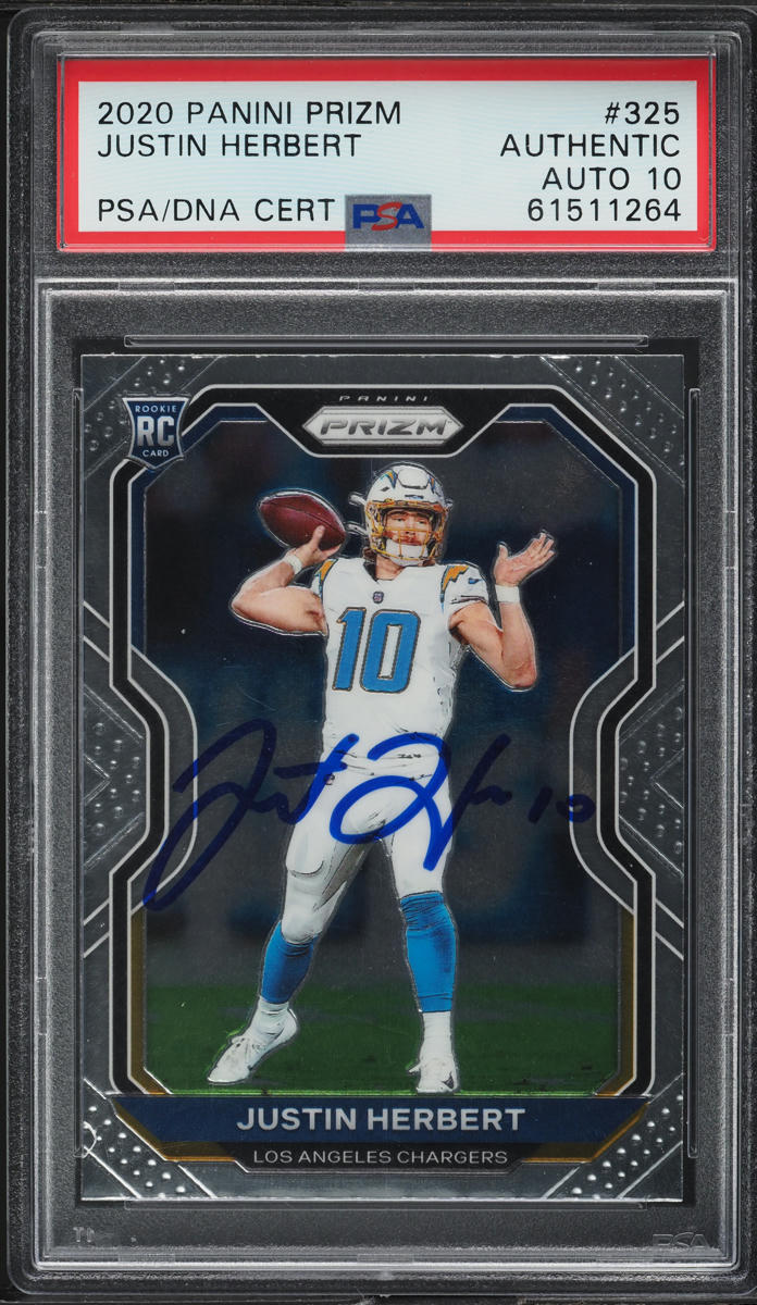 2020 Panini Prizm Justin Herbert ROOKIE AUTO DNA 10 #325 PSA AUTH