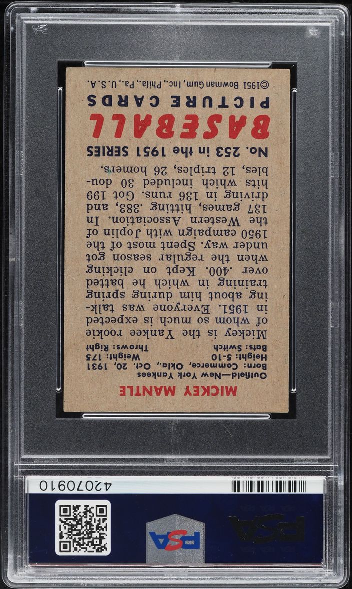 1951 Bowman Mickey Mantle ROOKIE #253 PSA 5.5 EX+