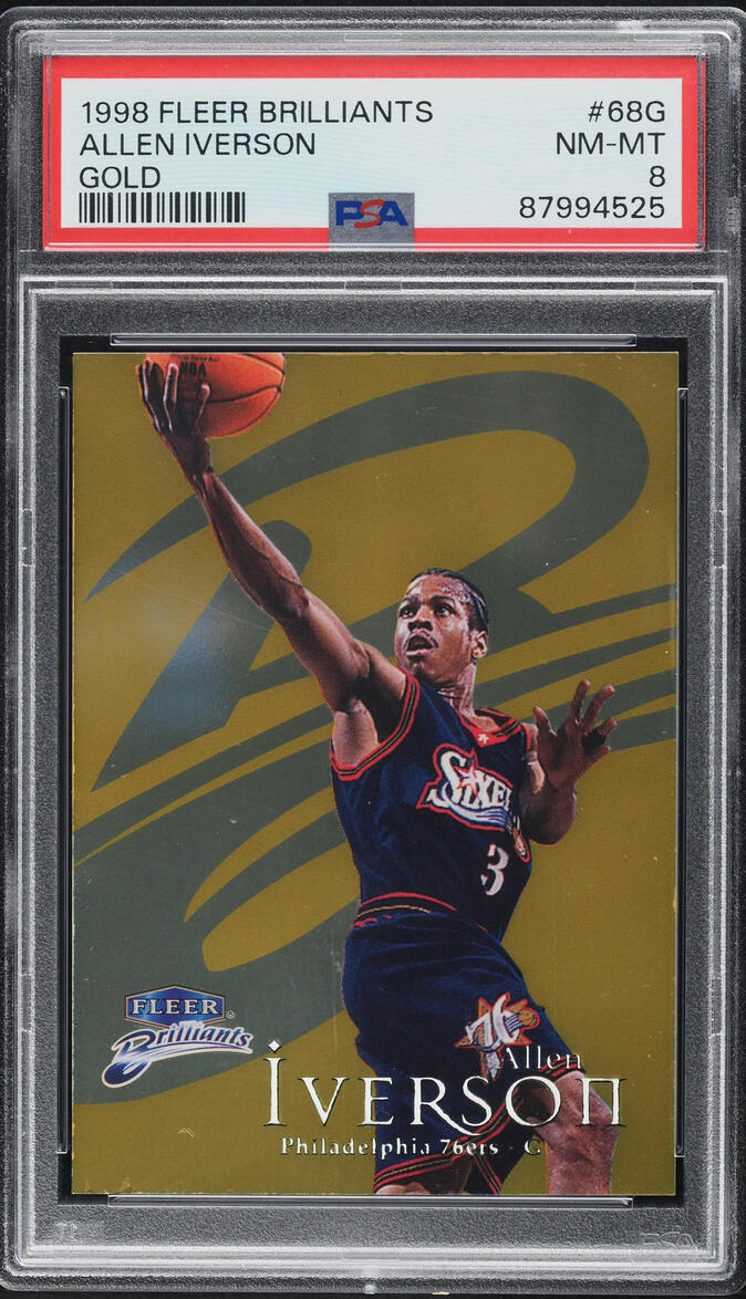1998 Fleer Brilliants Gold Allen Iverson /99 #68G PSA 8 NM-MT