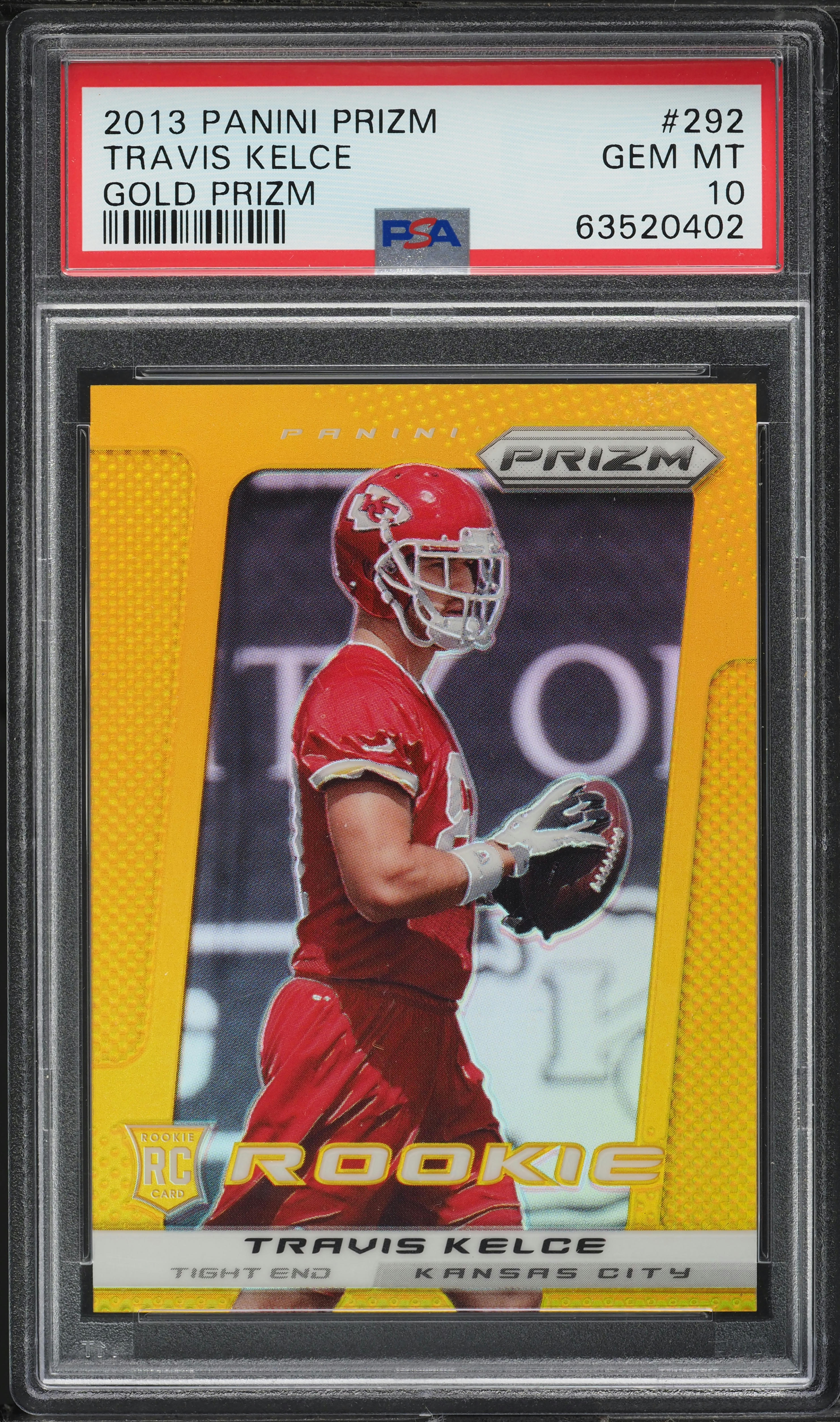 2013 Panini Prizm Gold Travis Kelce ROOKIE /10 #292 PSA 10 GEM