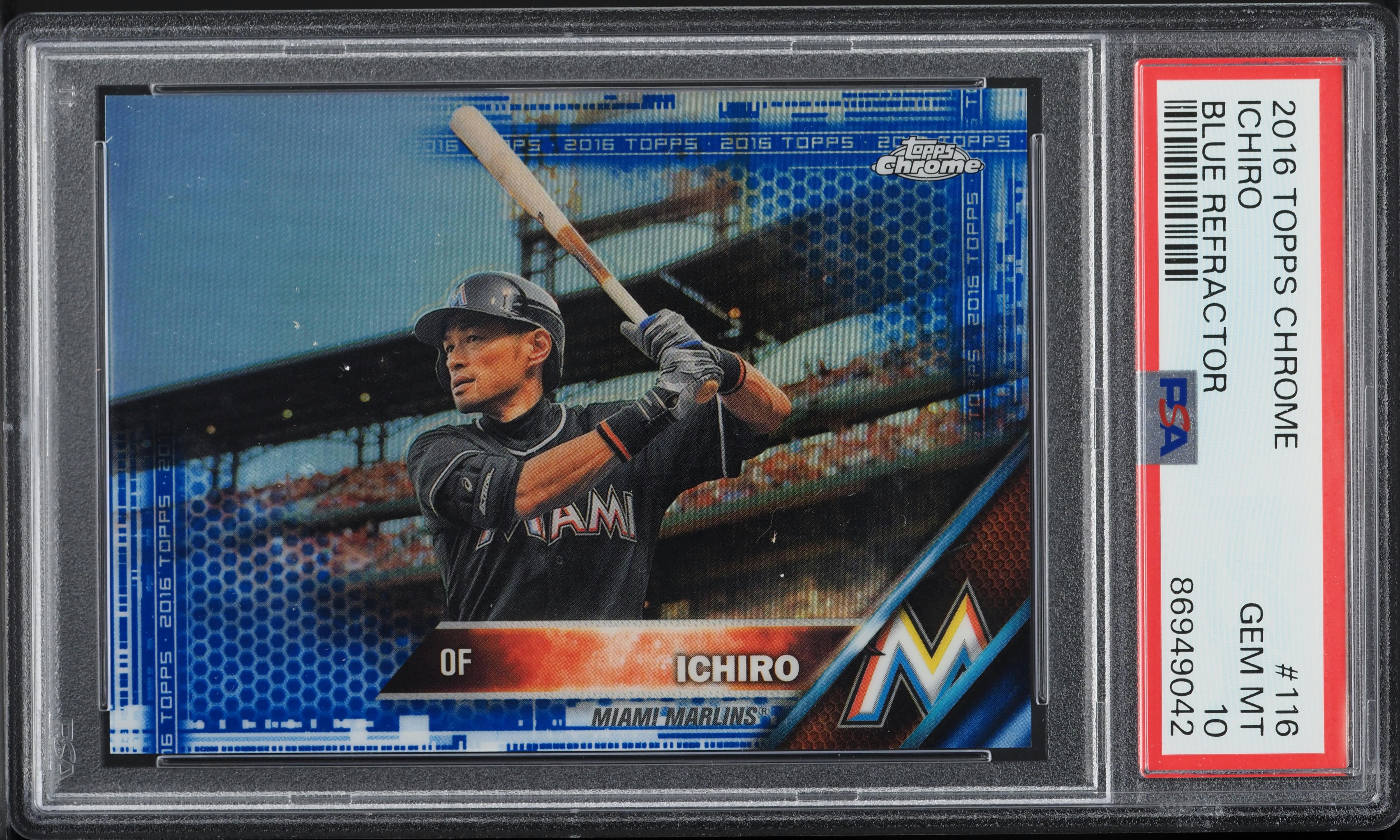 2016 Topps Chrome Blue Refractor Ichiro Suzuki /150 #116 PSA 10