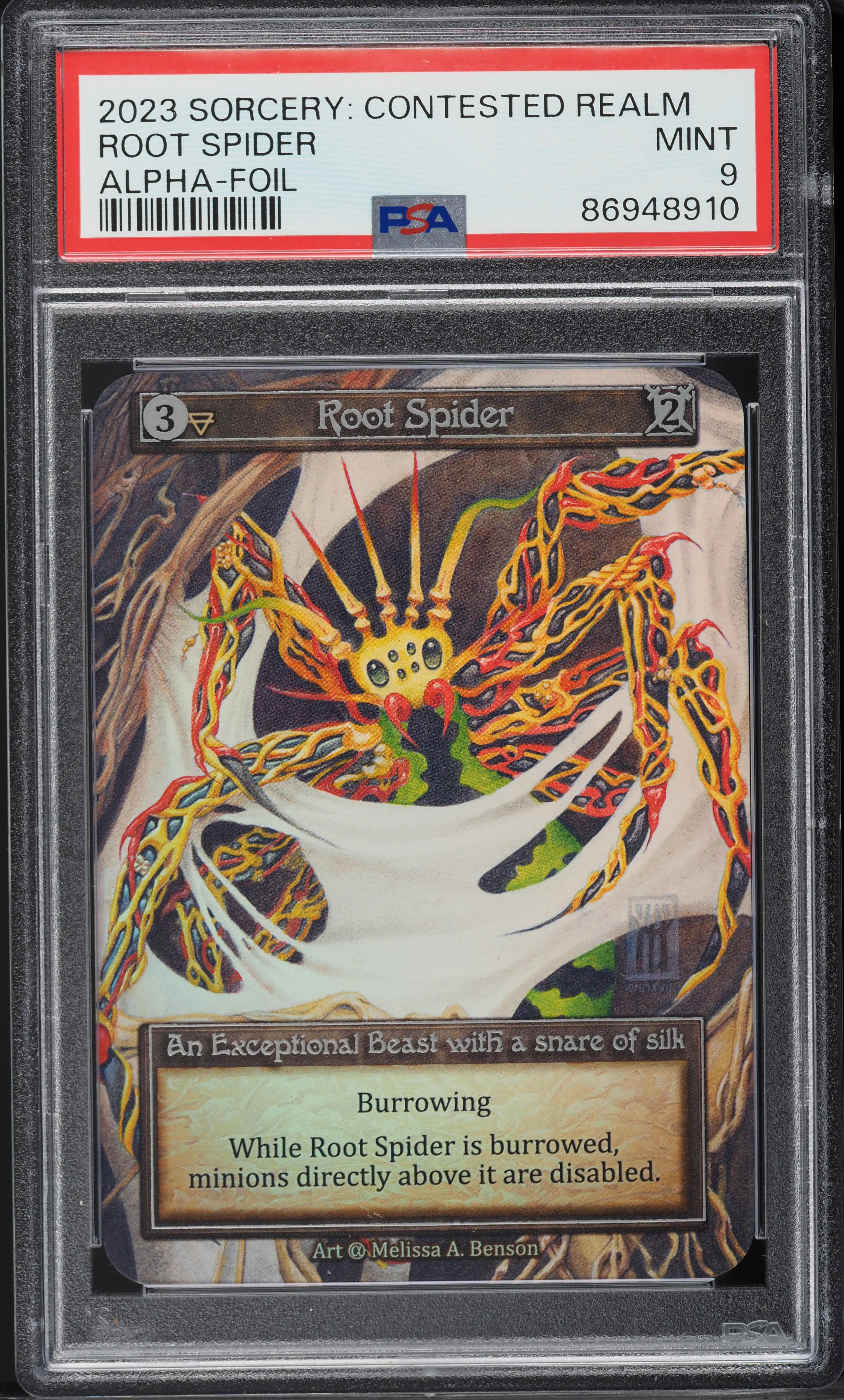 2023 Sorcery Contested Realm Alpha Foil Root Spider PSA 9 MINT on