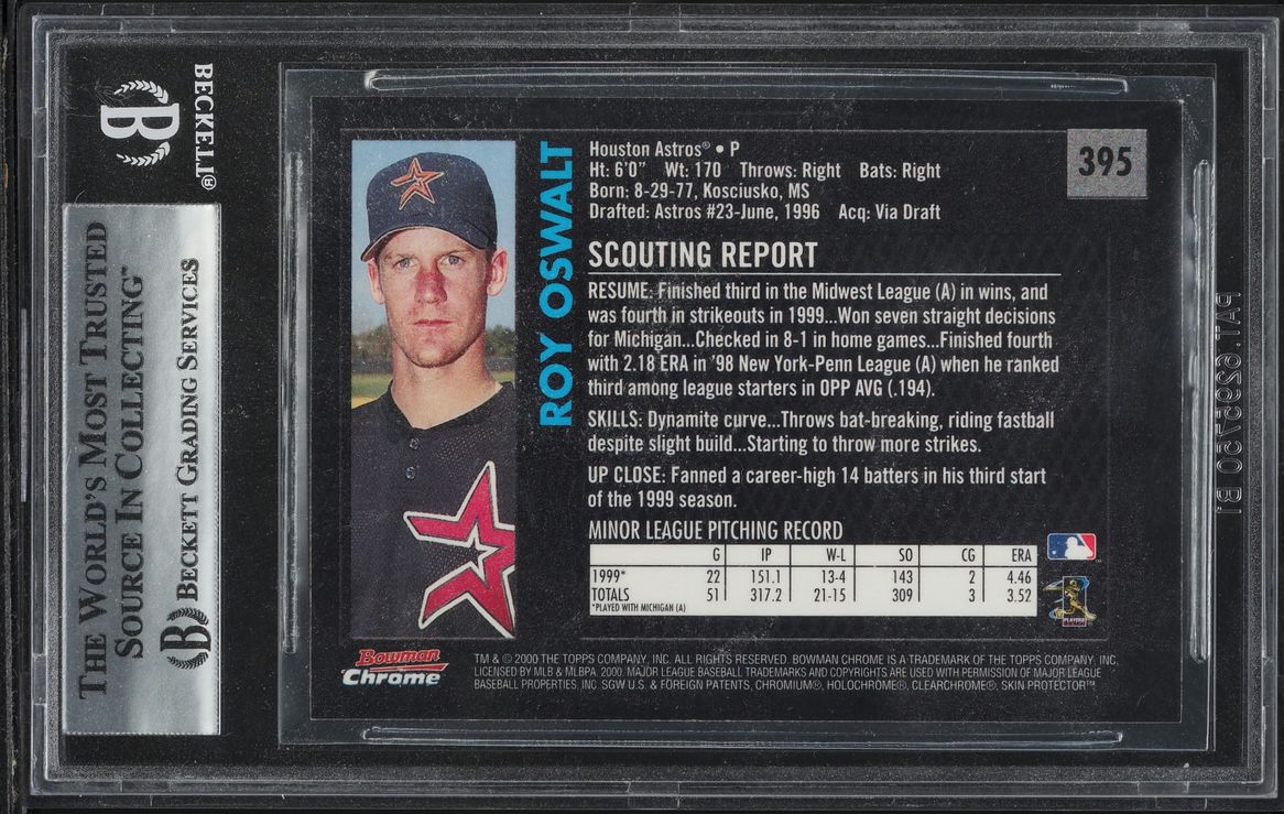 2000 Bowman Chrome Retro Future Roy Oswalt ROOKIE #395 BGS 8.5 NM-MT+