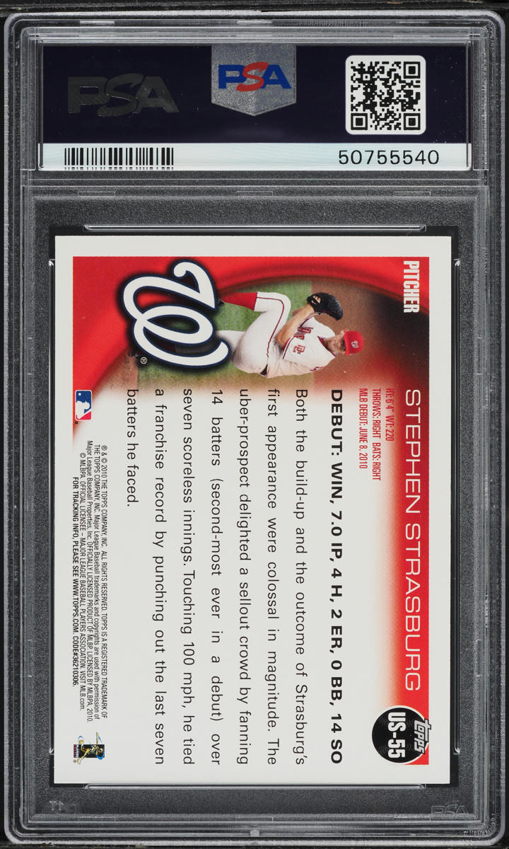 2010 Topps Update Stephen Strasburg ROOKIE #US55 PSA 9 MINT